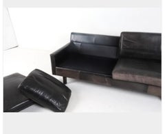 Danish Leather Sofa Navy Leather Percival Lafer Style Midcentury Danish Couch