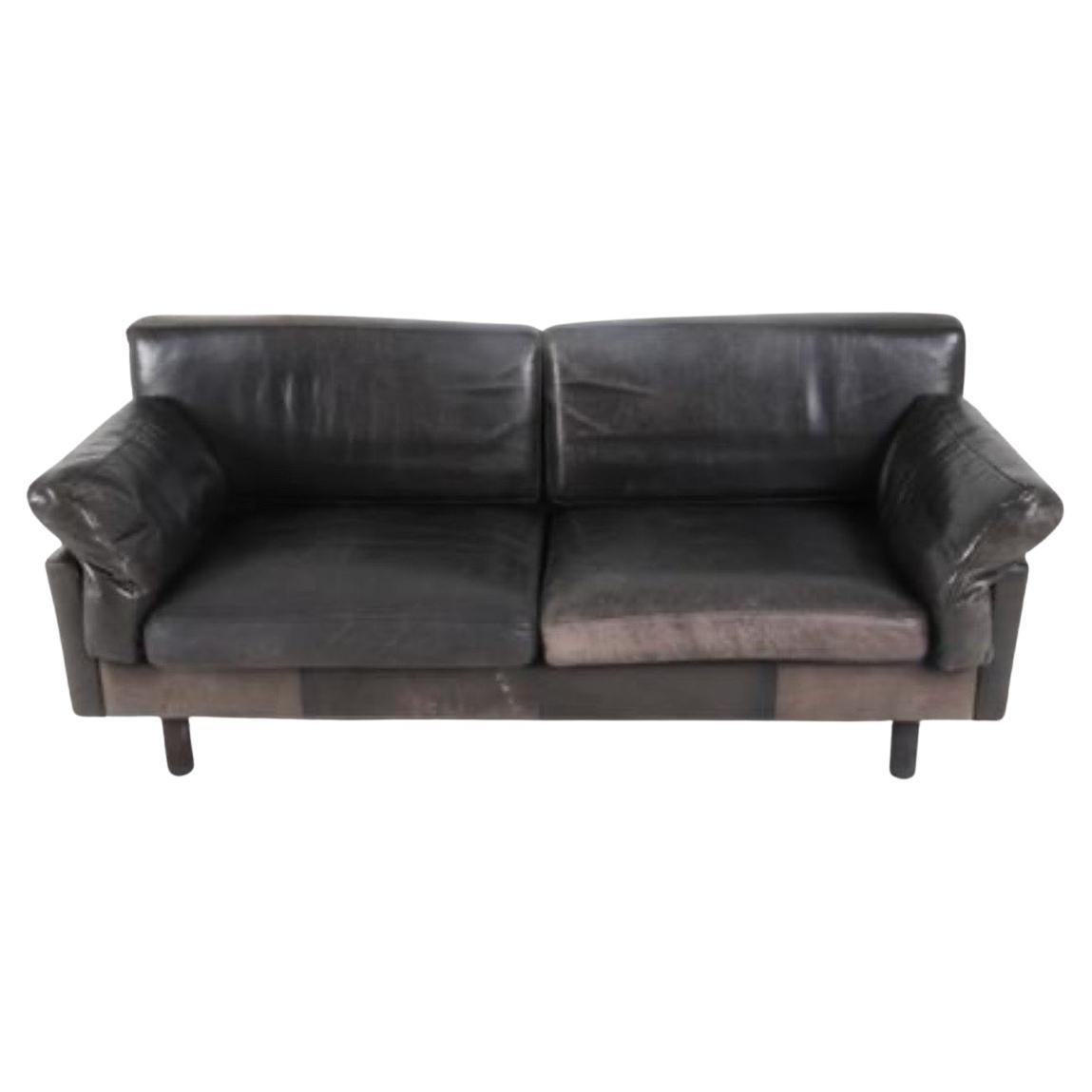 Danish Leather Sofa Navy Leather Percival Lafer Style Midcentury Danish Couch For Sale