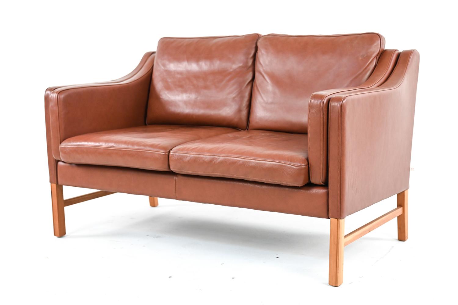 Danish Leather Sofa Suite by Skipper Møbler after Børge Mogensen, c. 1970's In Good Condition In Norwalk, CT