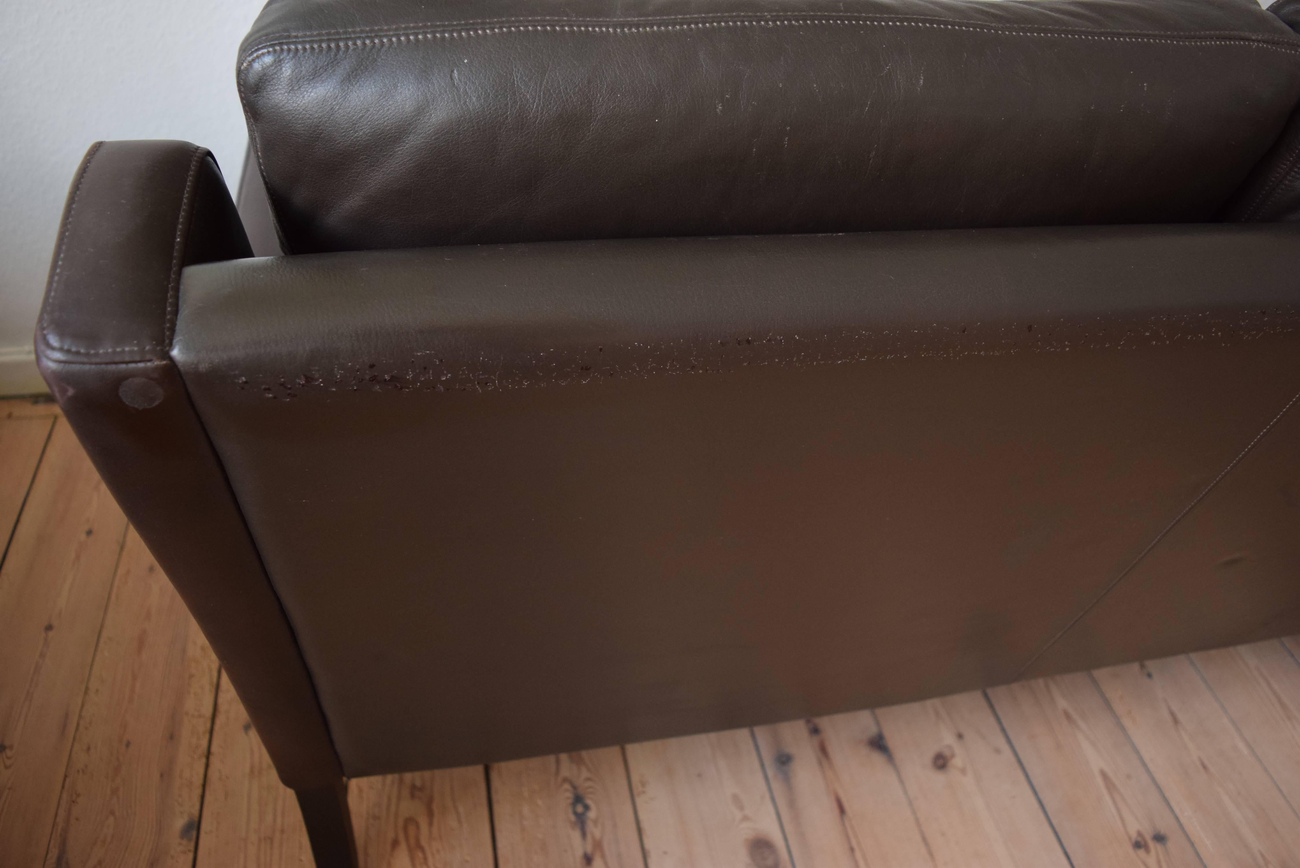Danish Leather Sofa, 1960s 6