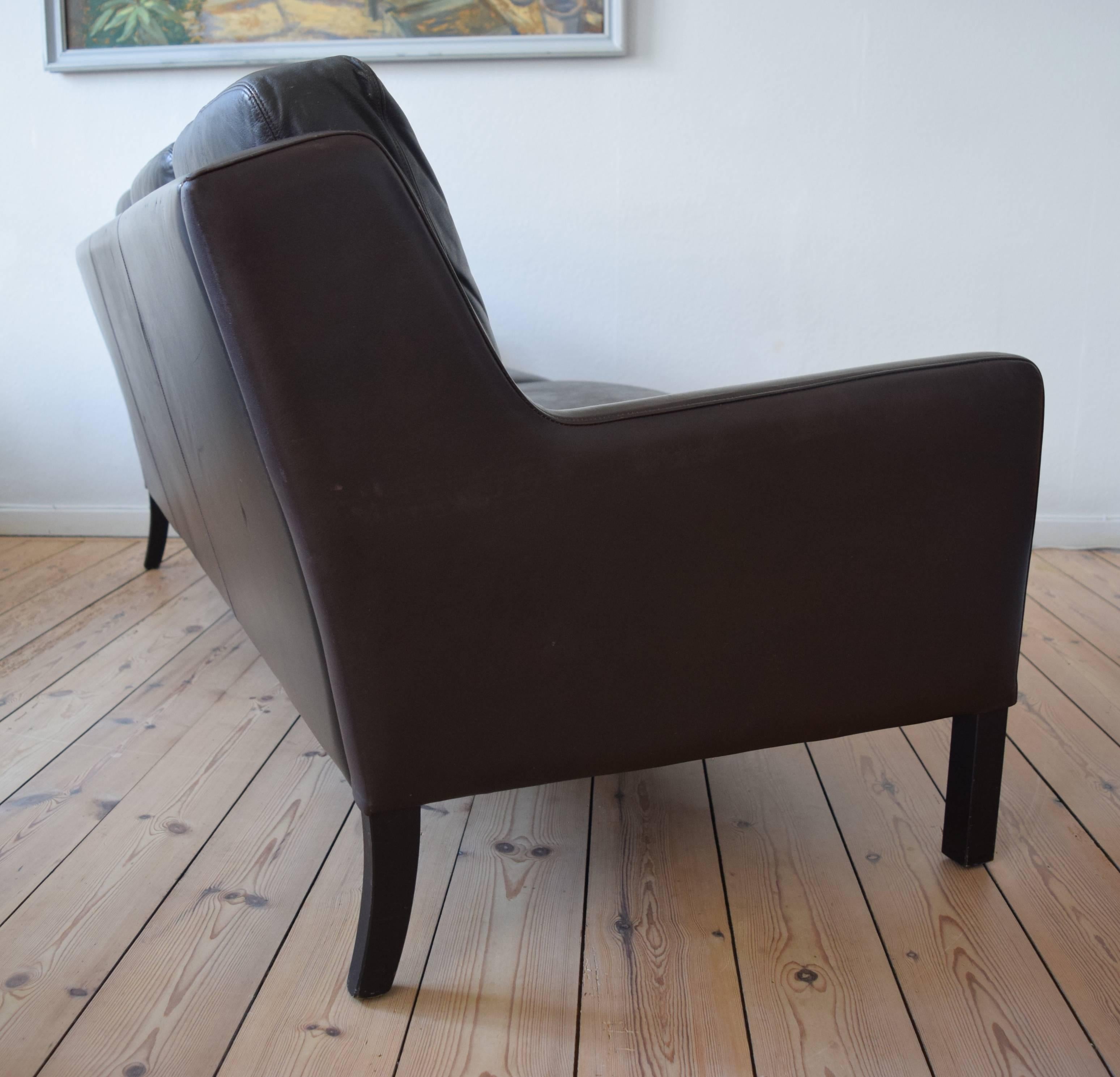 Danish Leather Sofa, 1960s 8