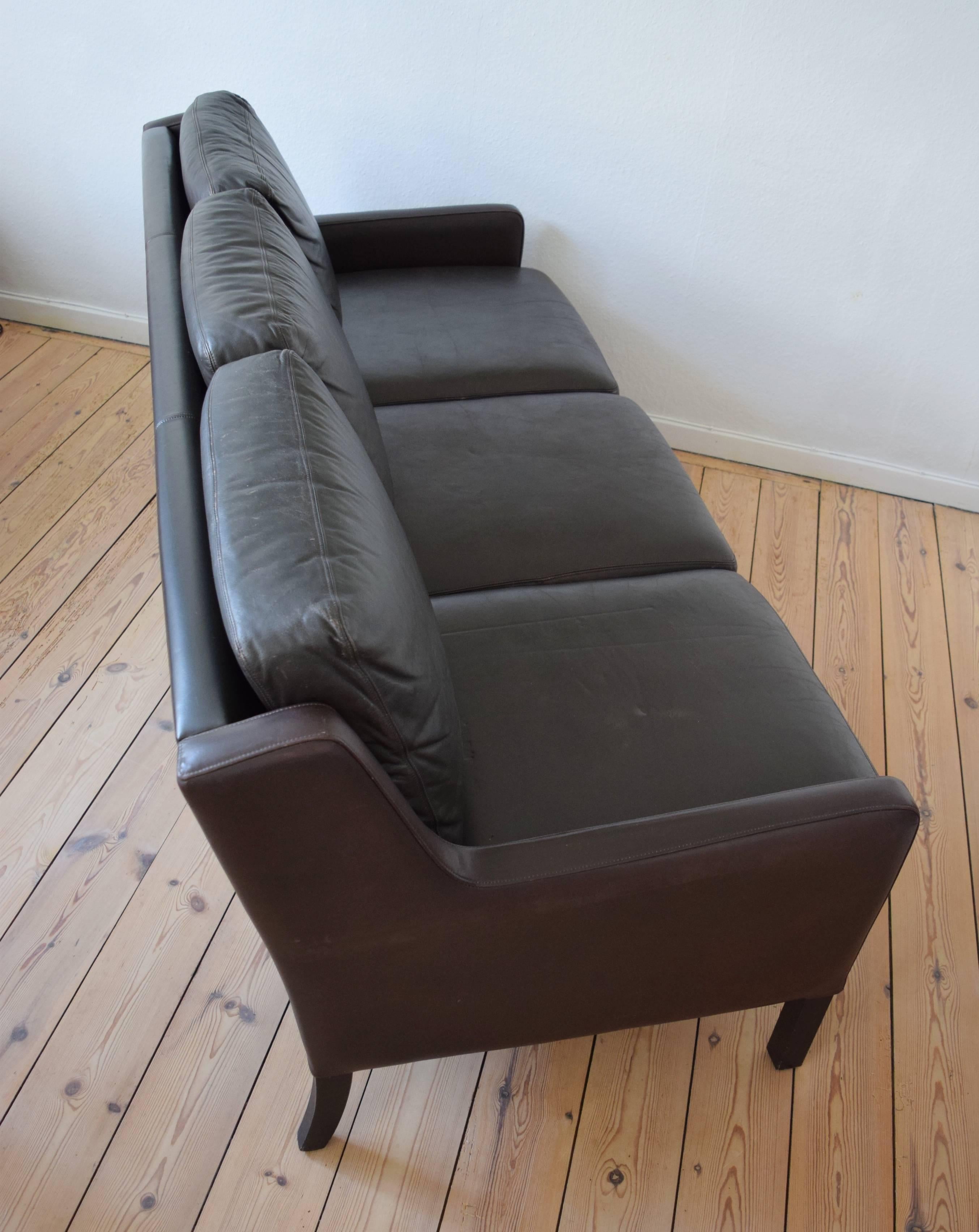 Danish Leather Sofa, 1960s 9