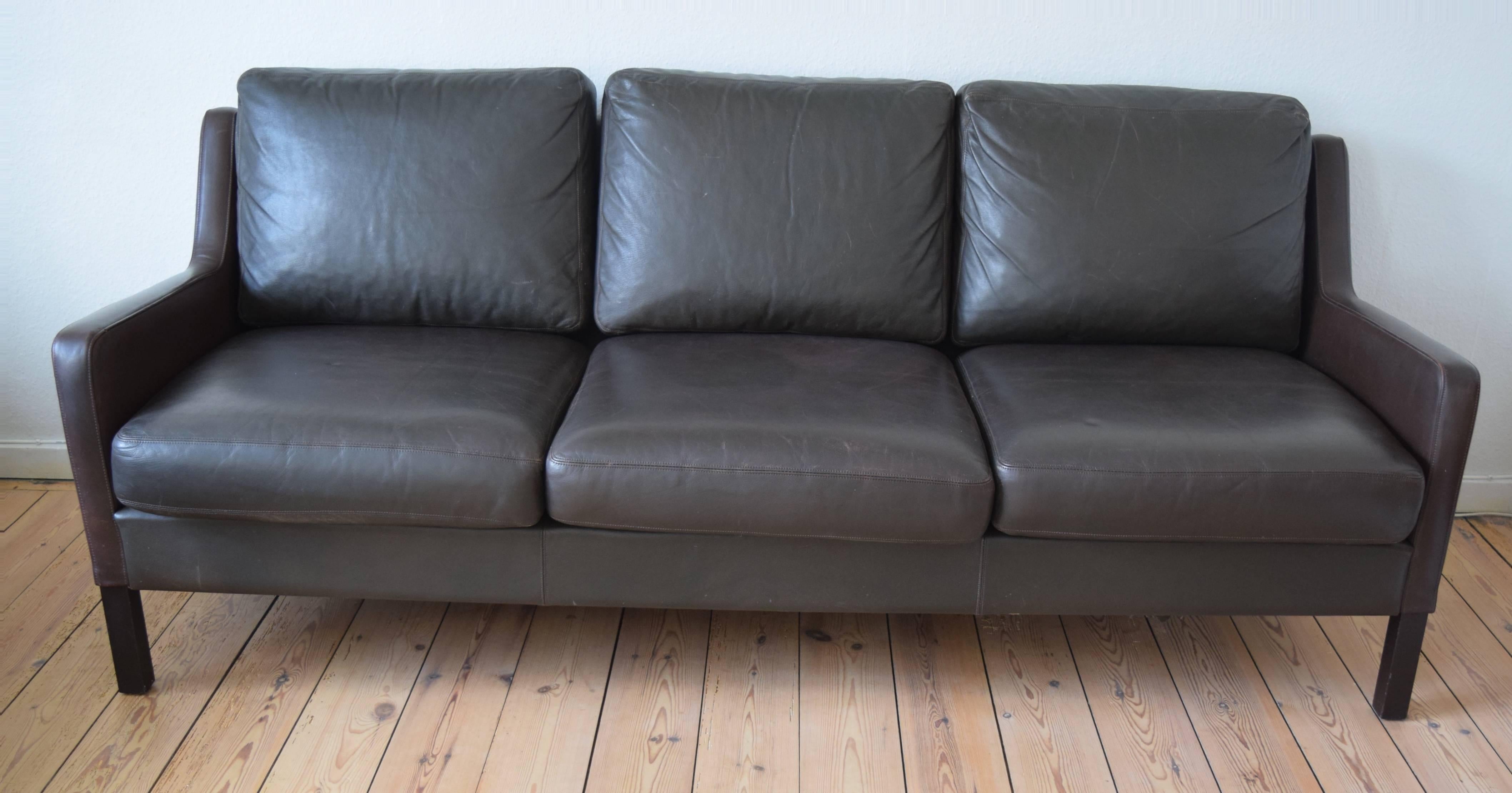 Mid-Century Modern Danish Leather Sofa, 1960s