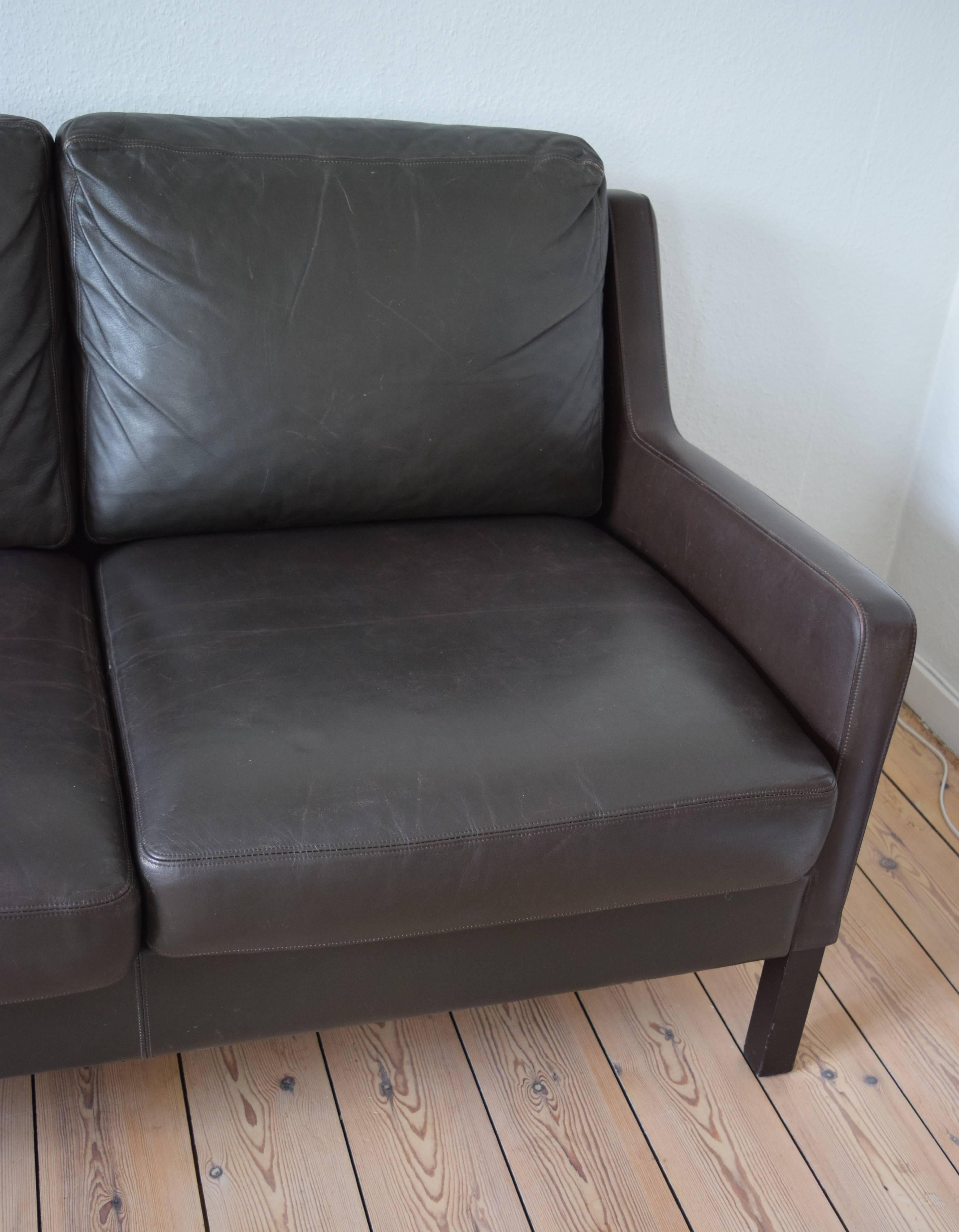 Danish Leather Sofa, 1960s In Good Condition In Nyborg, DK