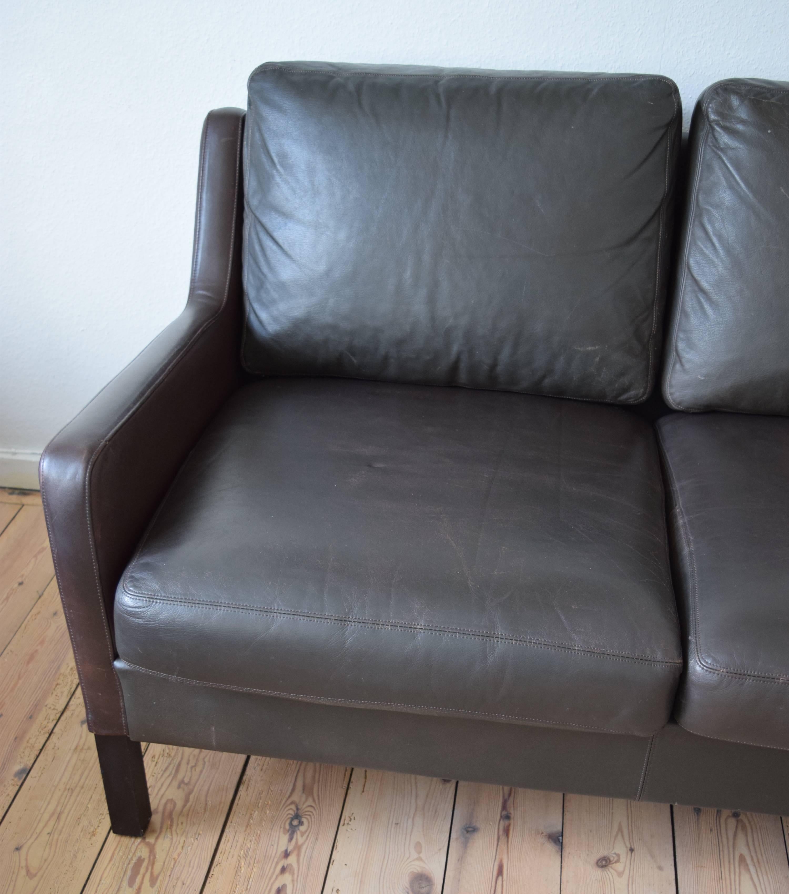 Mid-20th Century Danish Leather Sofa, 1960s