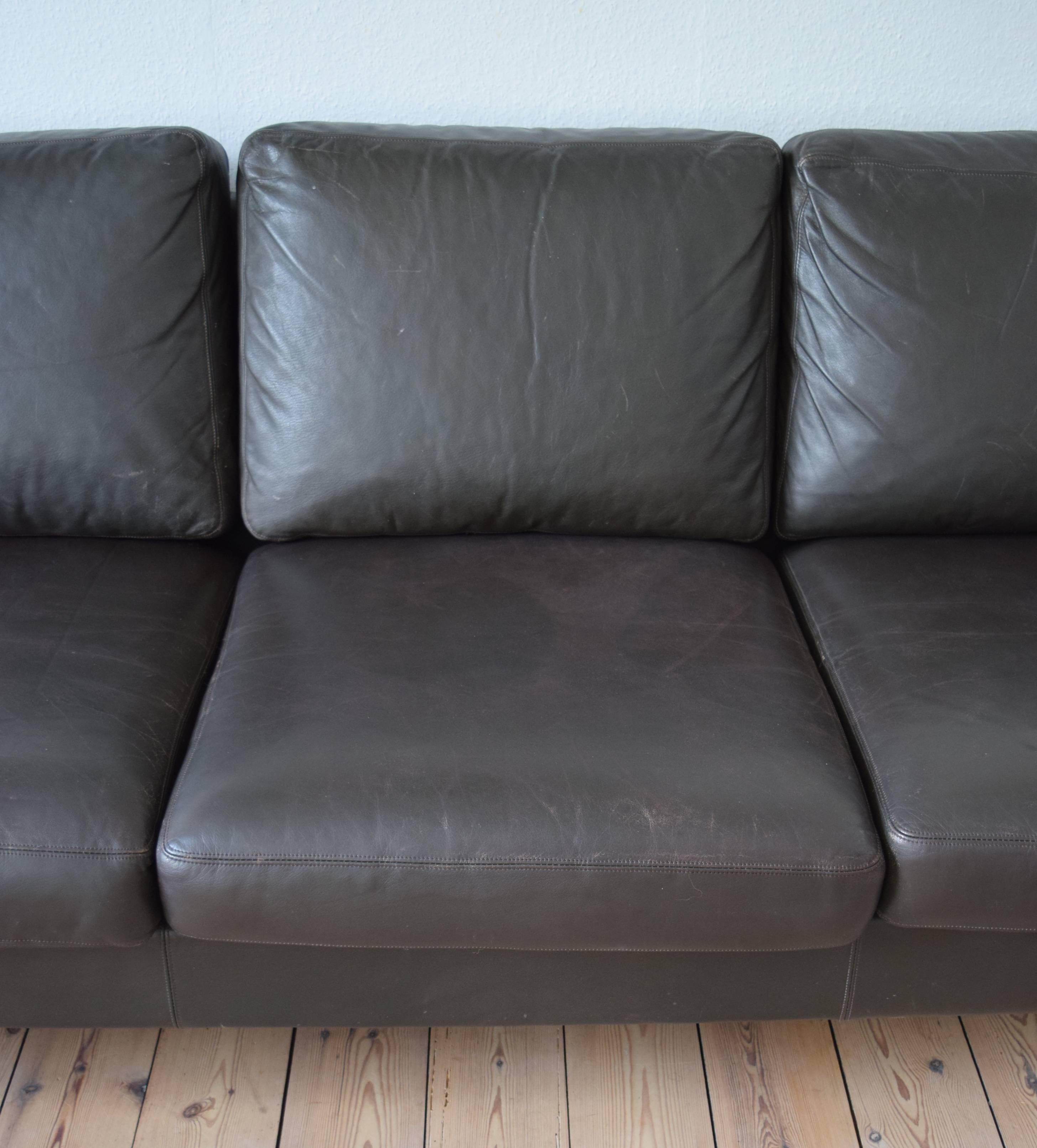 Danish Leather Sofa, 1960s 1