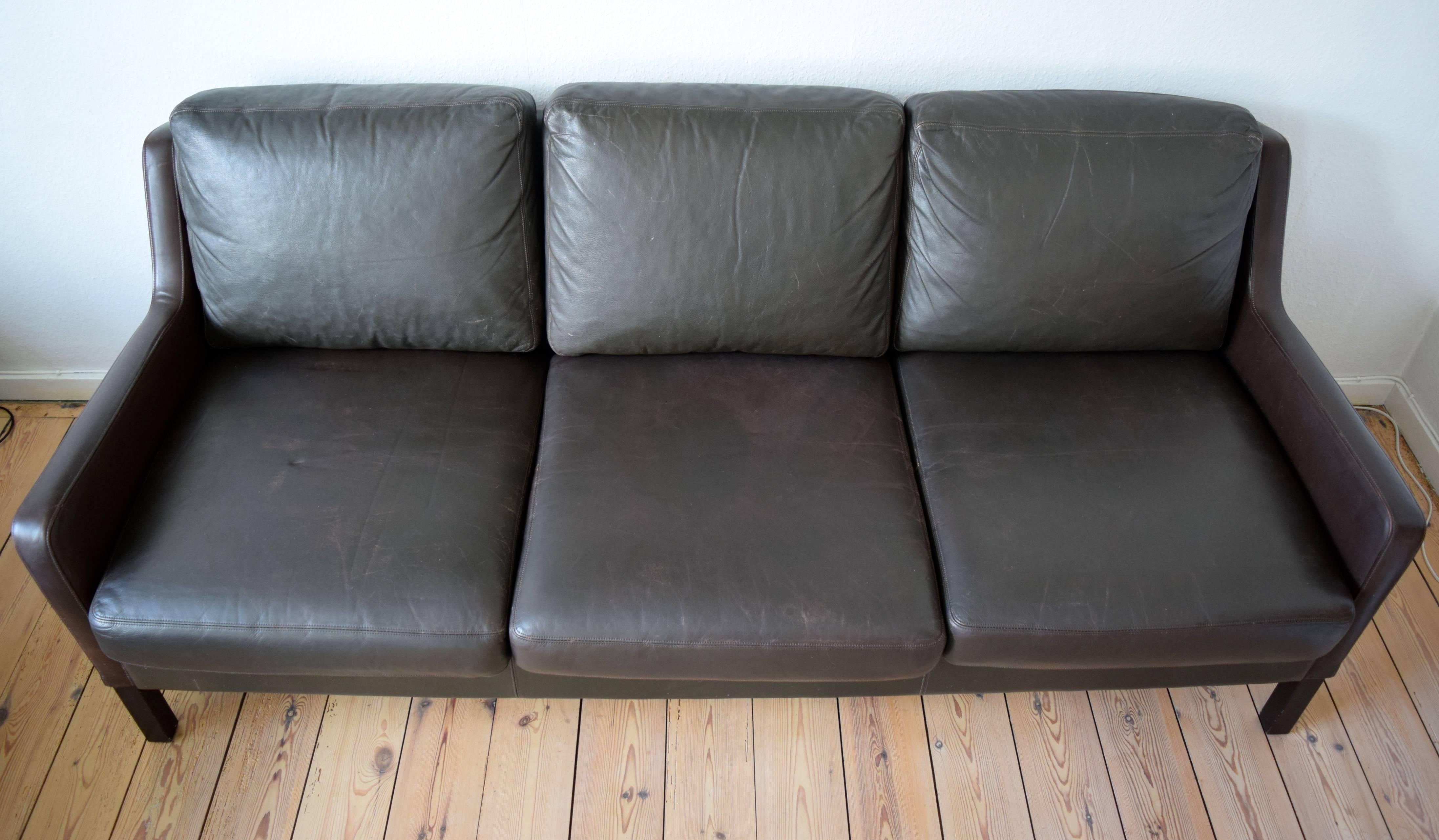 Danish Leather Sofa, 1960s 2