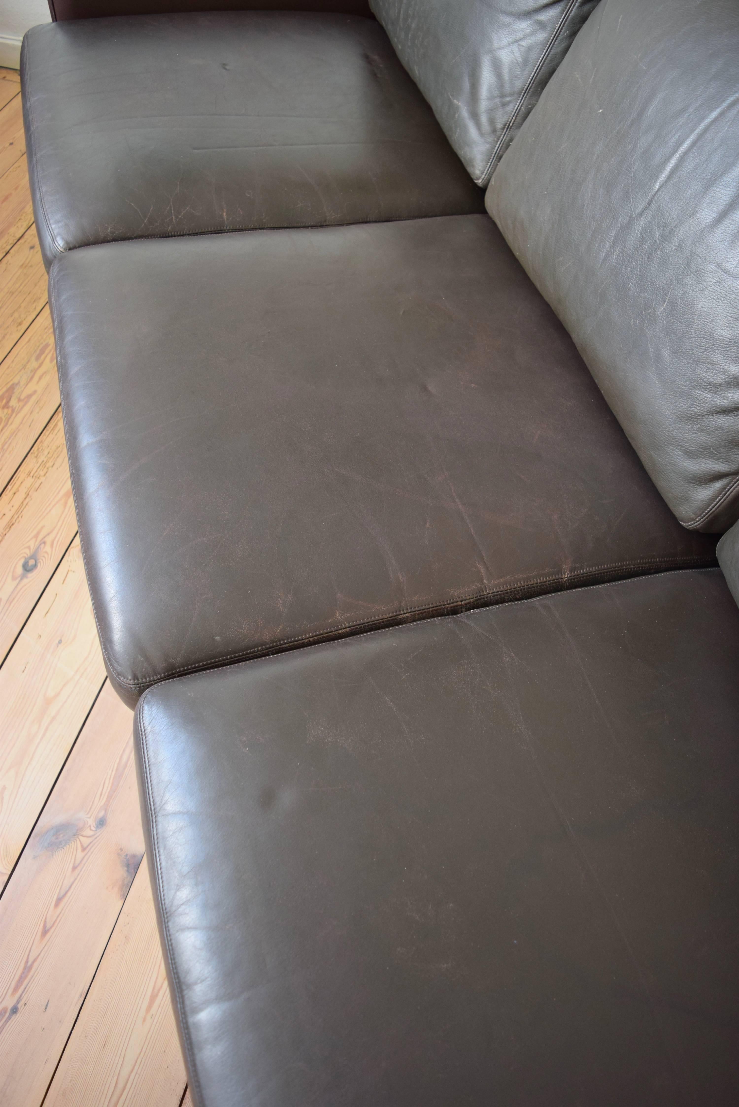 Danish Leather Sofa, 1960s 3