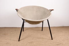 Fauteuil danois en cuir, acier et teck, modèle de ballon par Hans Olsen 1960