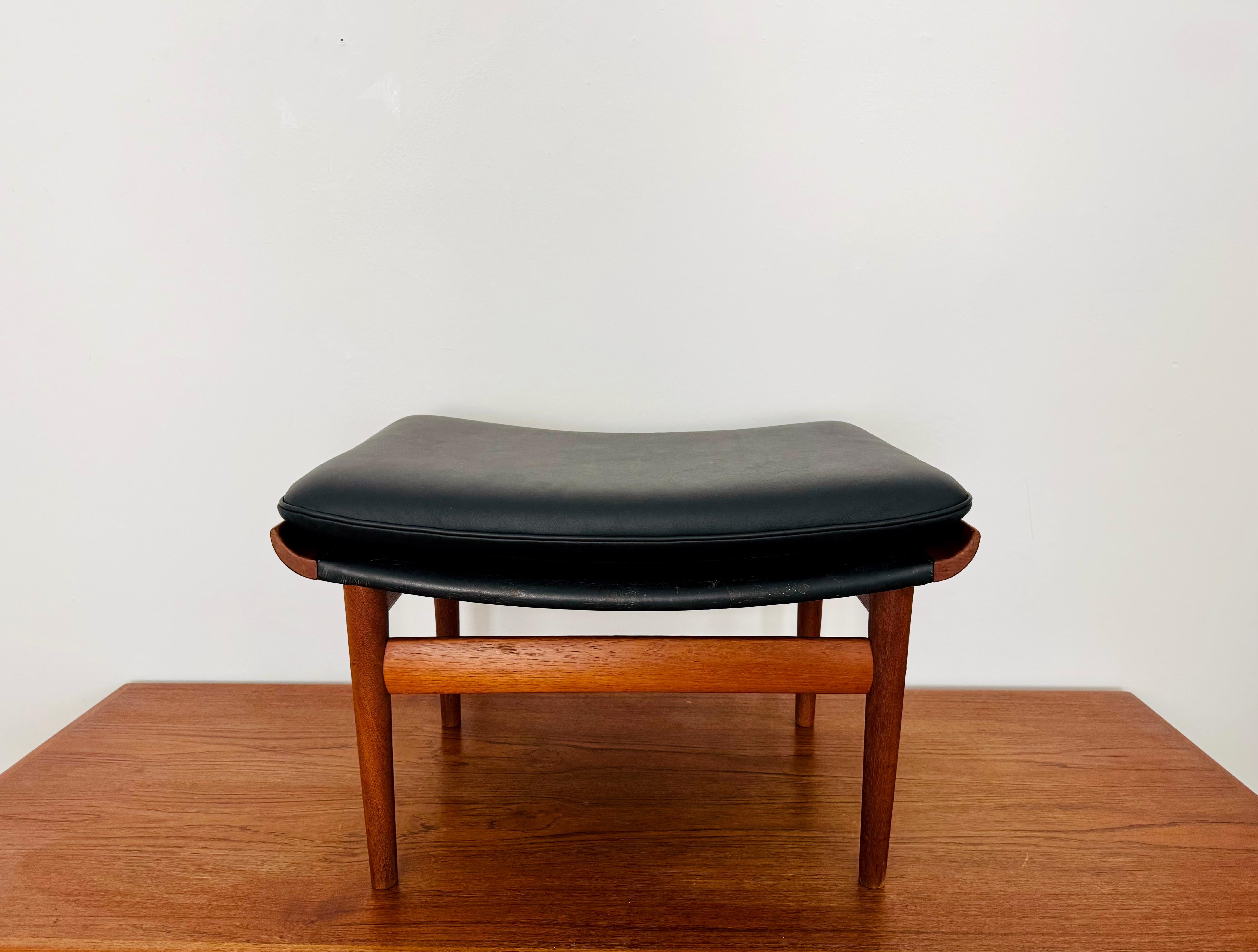 Mid-Century Modern Danish Leather Stool by Finn Juhl for France and Son For Sale