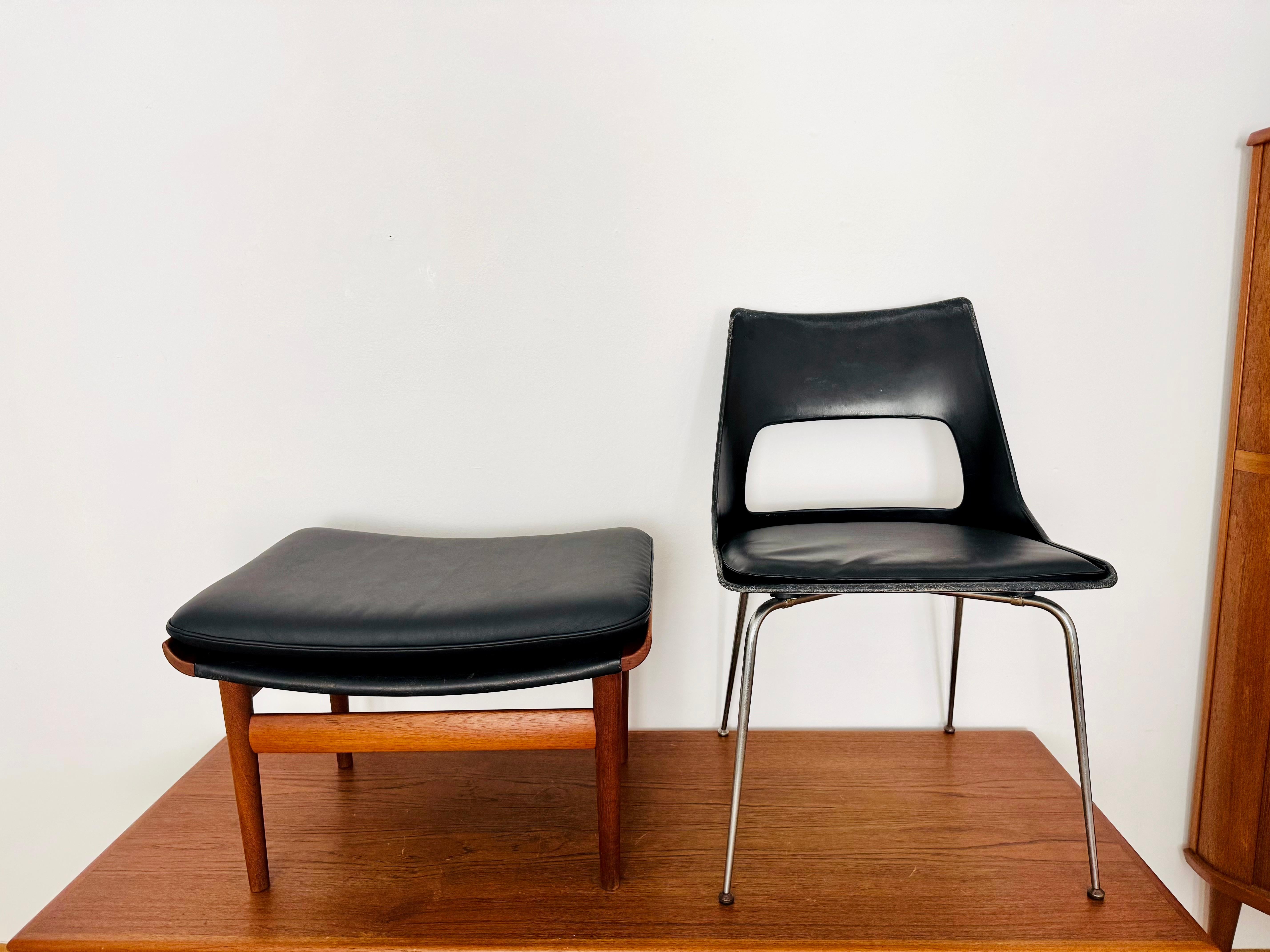 Mid-20th Century Danish Leather Stool by Finn Juhl for France and Son For Sale