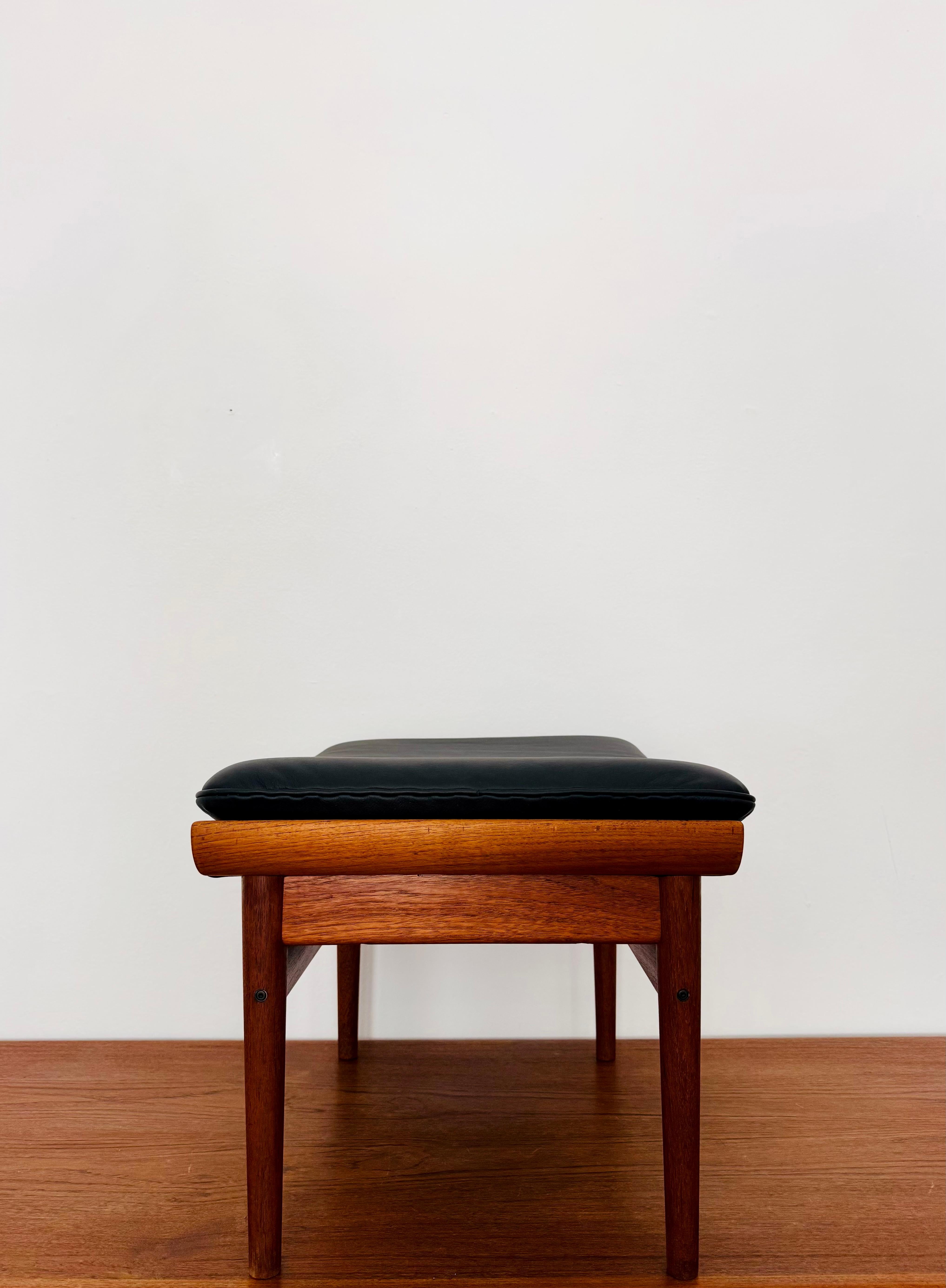 Danish Leather Stool by Finn Juhl for France and Son For Sale 1