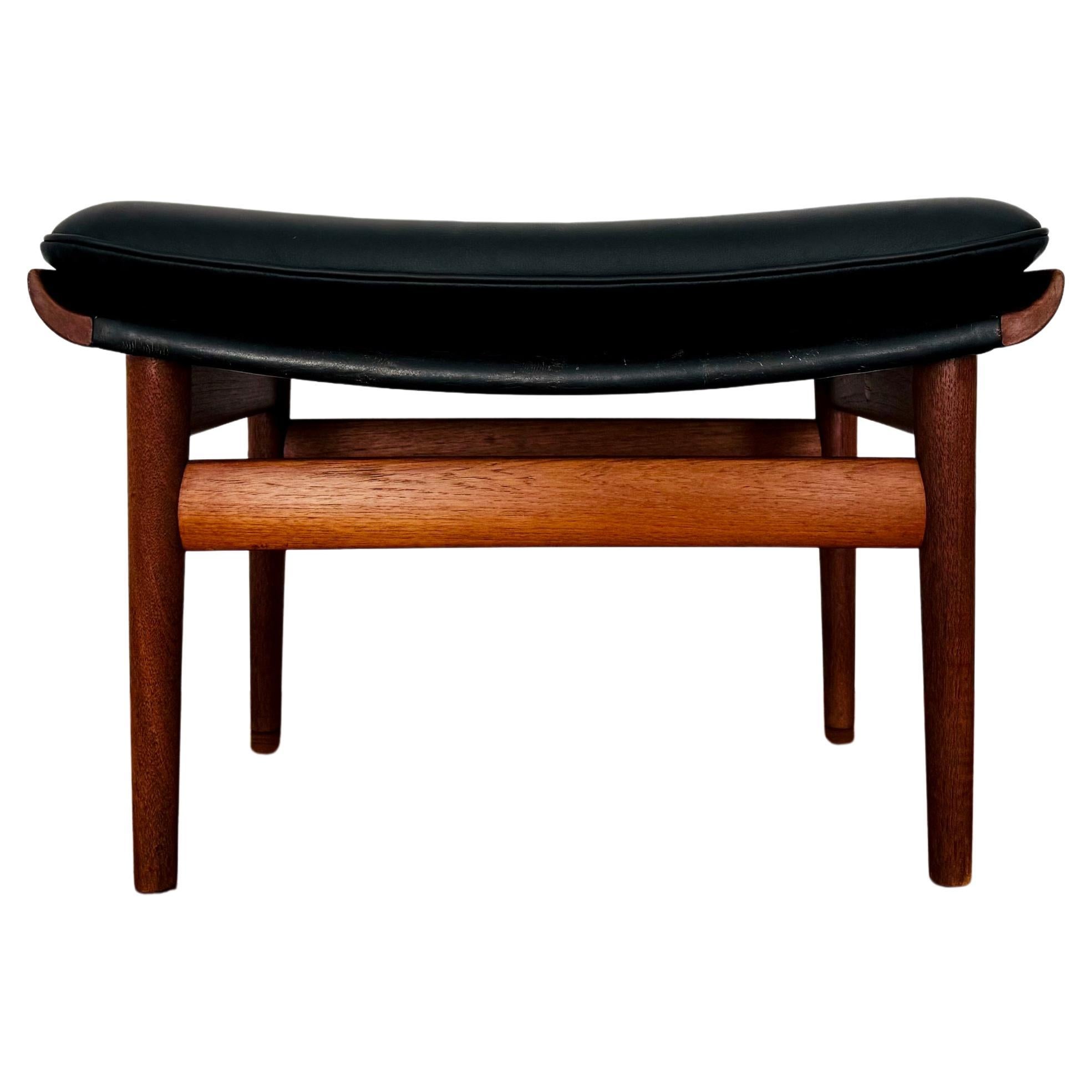 Danish Leather Stool by Finn Juhl for France and Son