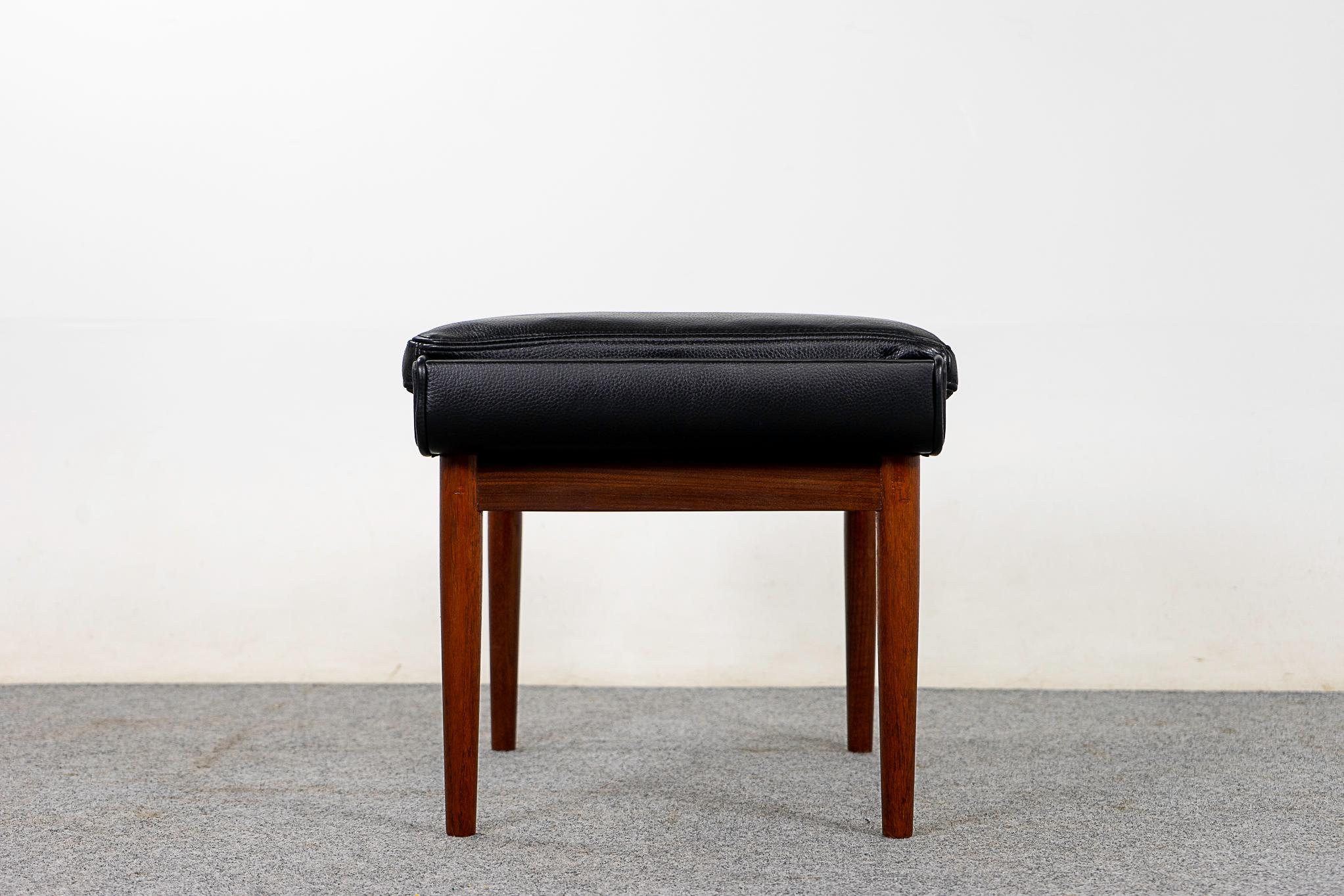 Danish Leather & Teak Footstool 1