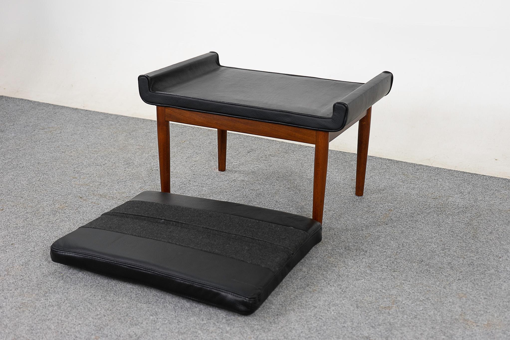 Danish Leather & Teak Footstool 3