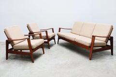 Danish Living Room Set by Arne Wahl Iversen for Komfort Denmark 1960s Teak Beige