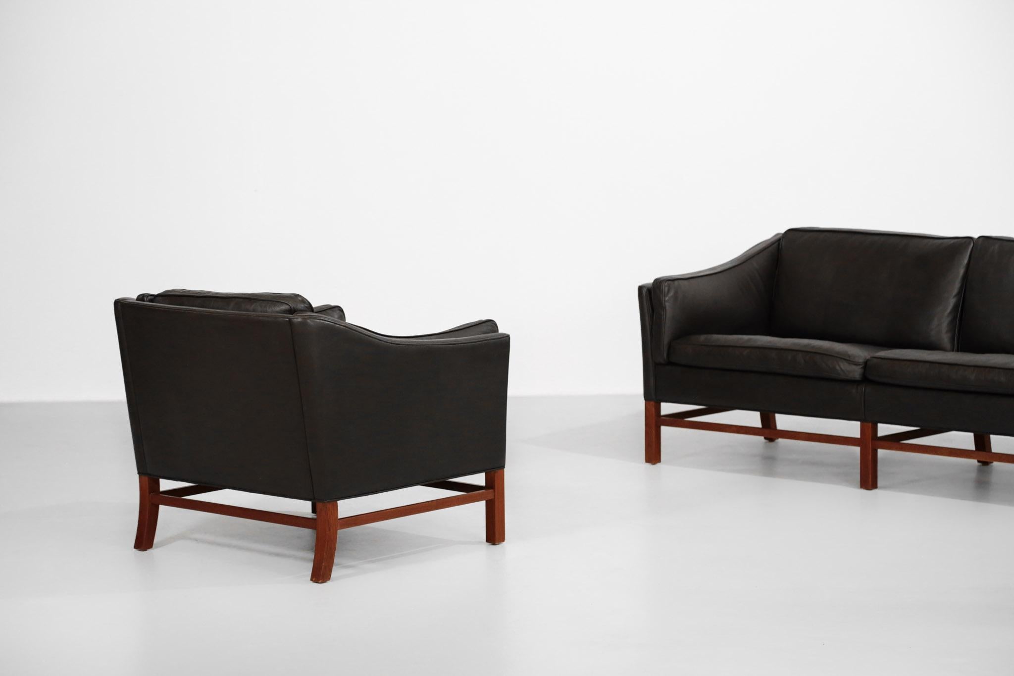 Danish Living Room Set in Leather, Scandinavian, 1970s 3