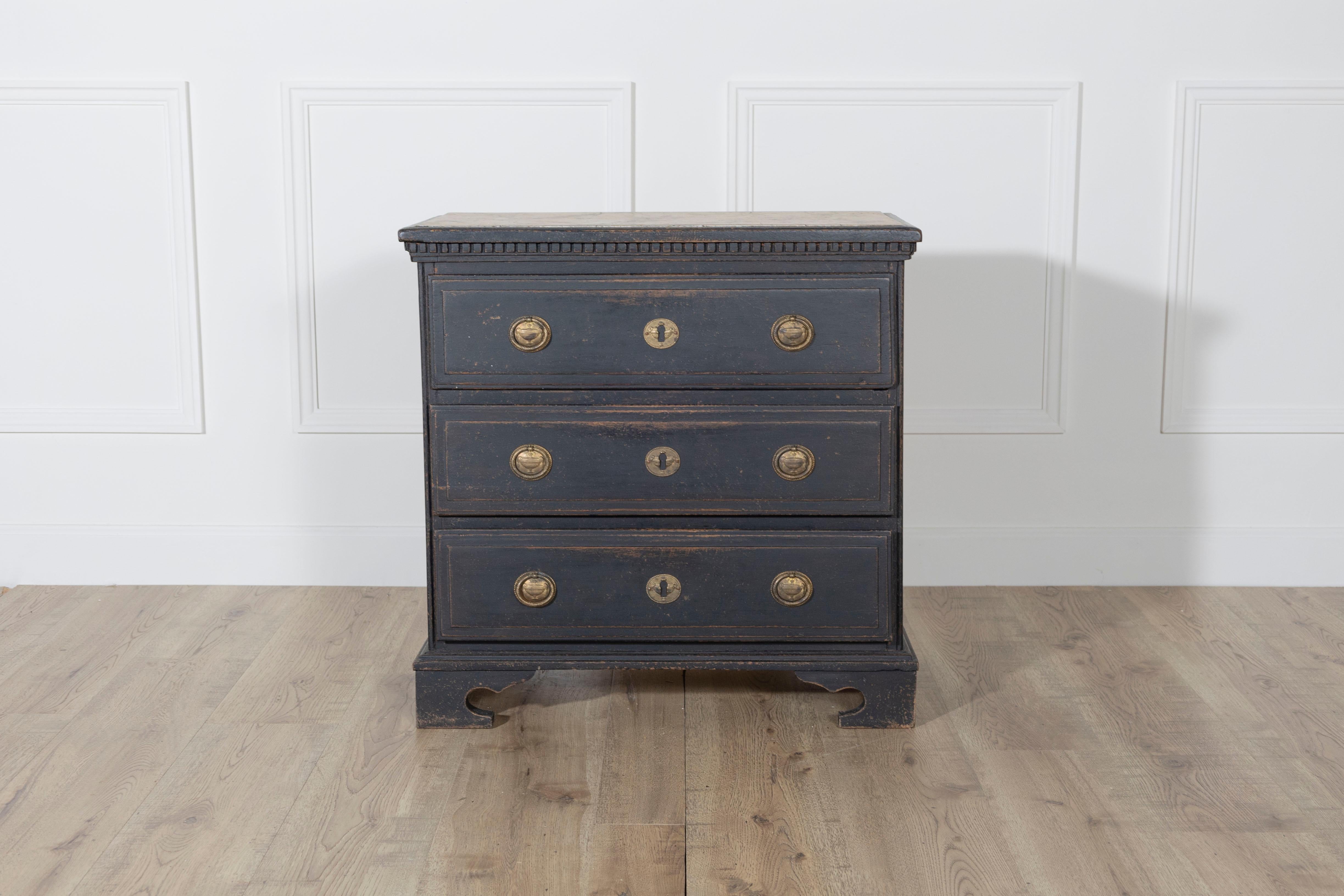 Danish Louis Seize Style Chest of Drawers with Painted Marble Top, circa 1920 In Good Condition For Sale In Atlanta, GA
