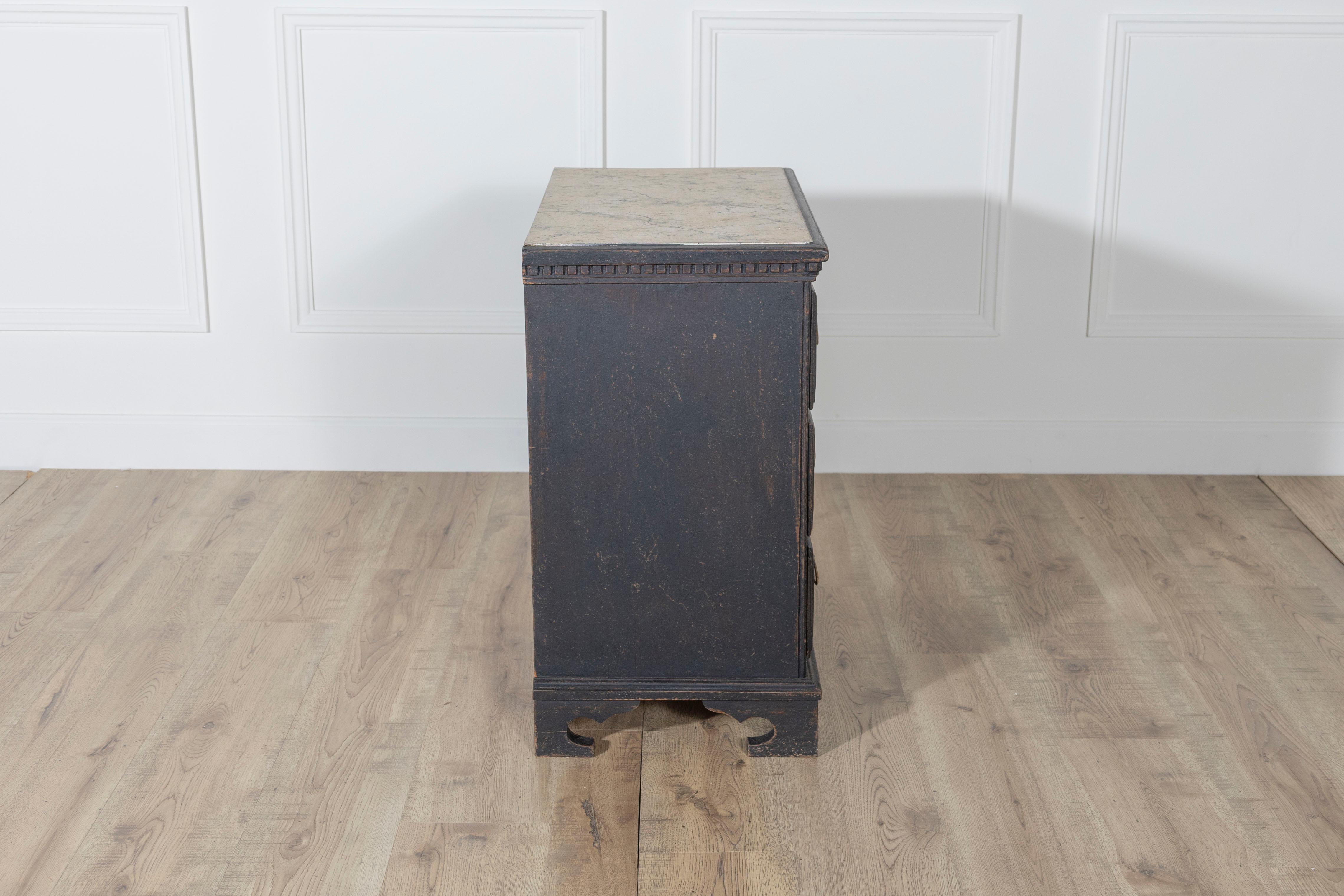 Danish Louis Seize Style Chest of Drawers with Painted Marble Top, circa 1920 For Sale 4