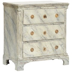 Antique Danish Louis XVI Chest of Drawer, Grey Marble Painted