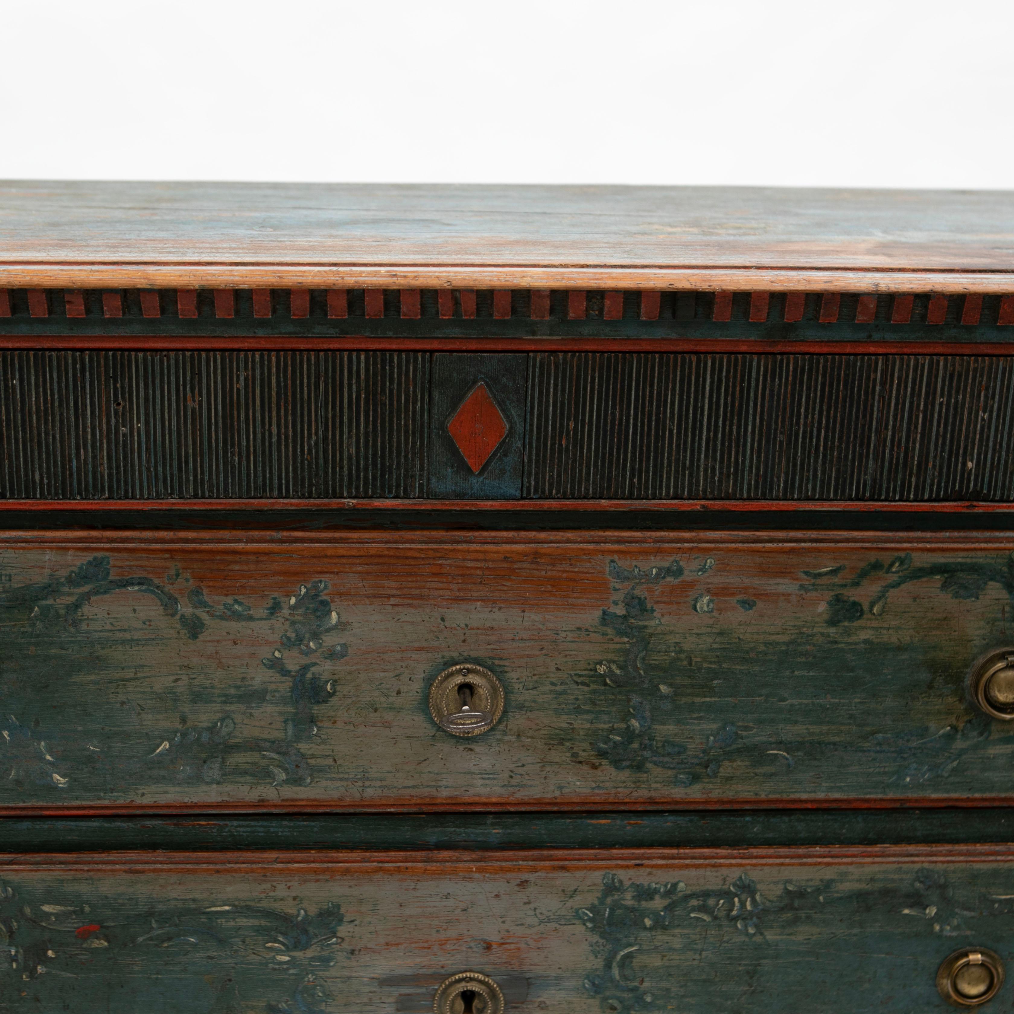 18th Century Danish Louis XVI Chest of Drawers with Original Paint For Sale