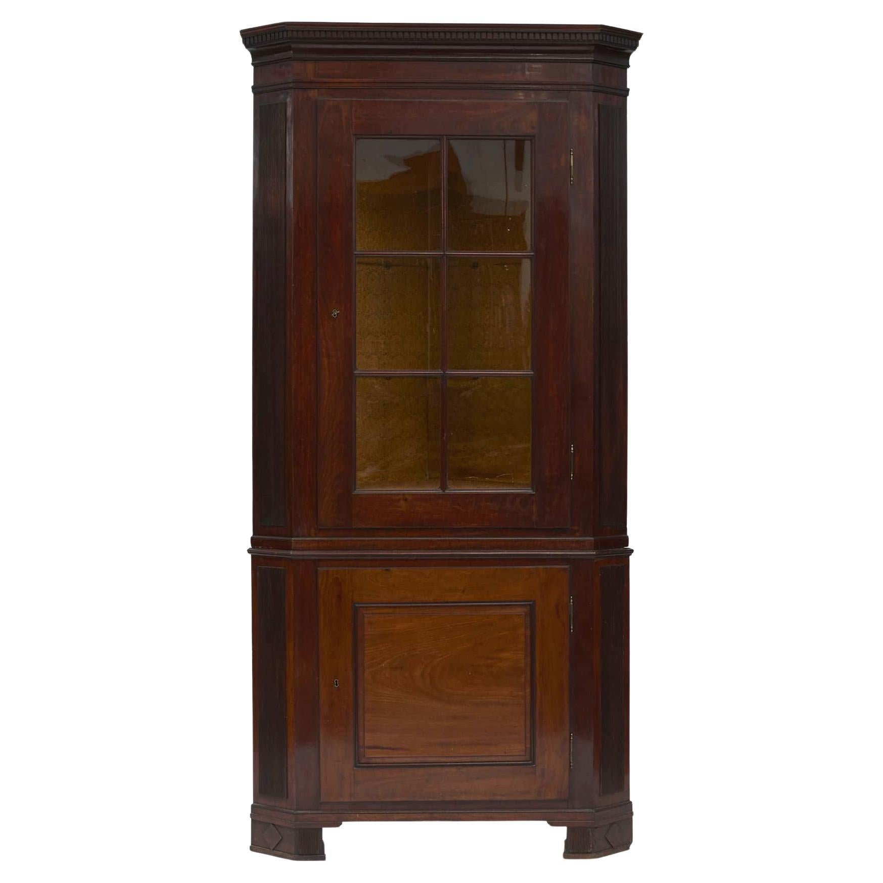 Antique Danish Louis XVI Mahogany Corner Cabinet, Copenhagen 1780-1790