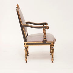 Danish Louis XVI Painted and Parcel-Gilt Fauteuil a La Reine, circa 1780s