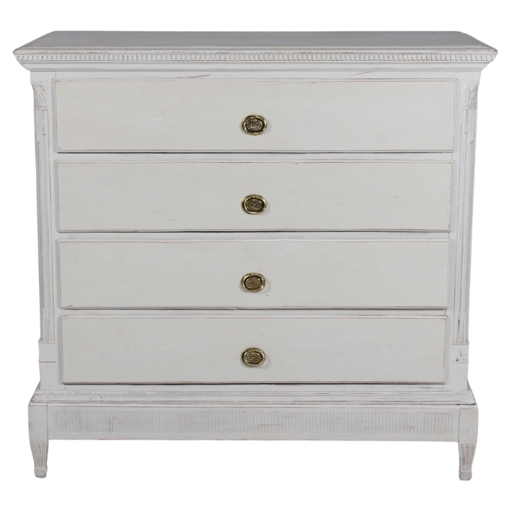 Danish Louis XVI Style Chest of Drawers with Gray Paint and Patina, 19th Century For Sale