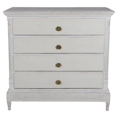 Danish Louis XVI Style Chest of Drawers with Gray Paint and Patina, 19th Century