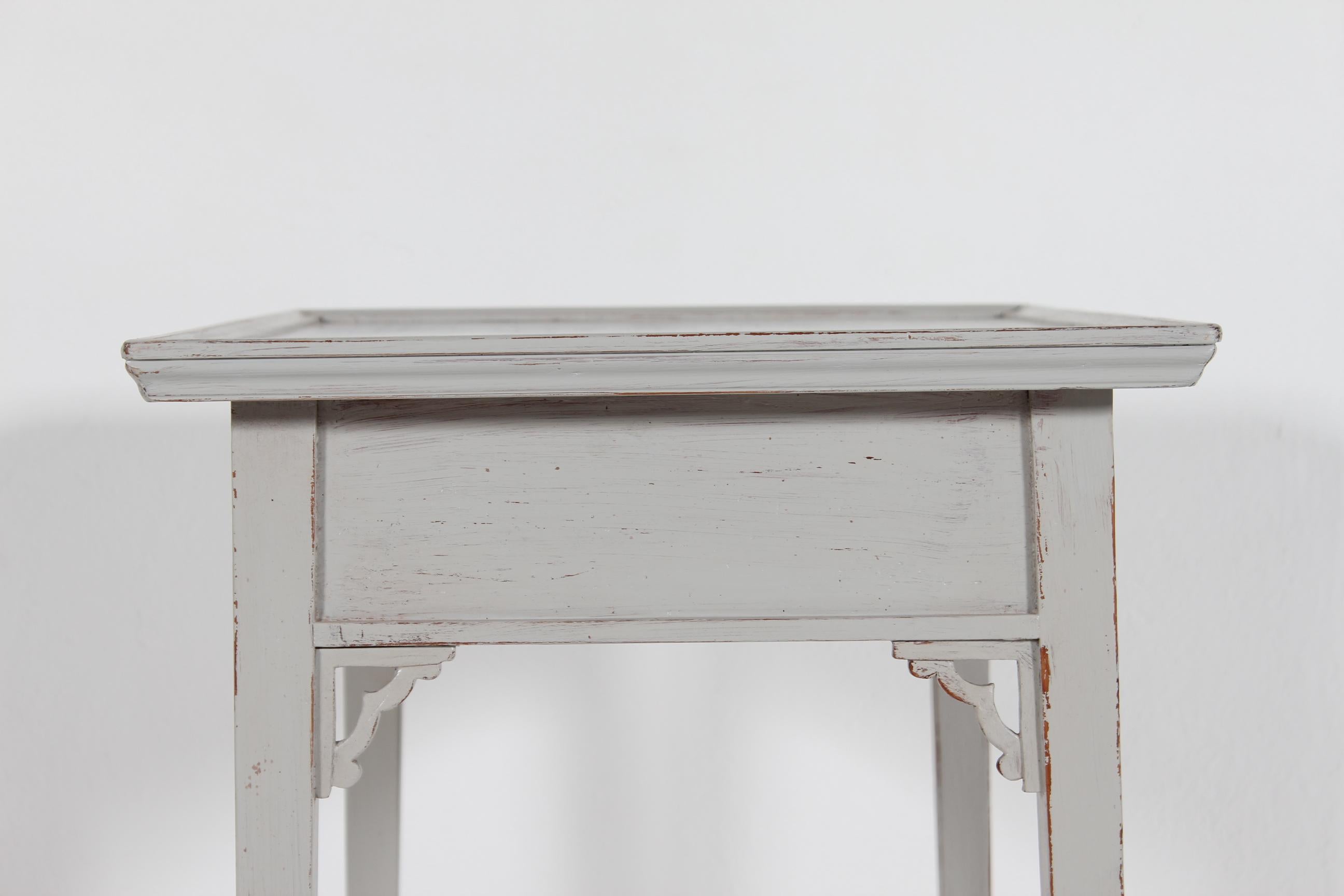 Danish Louis XVI Style Side Table with Drawer, Pine with Gray Paint circa 1900 For Sale 5