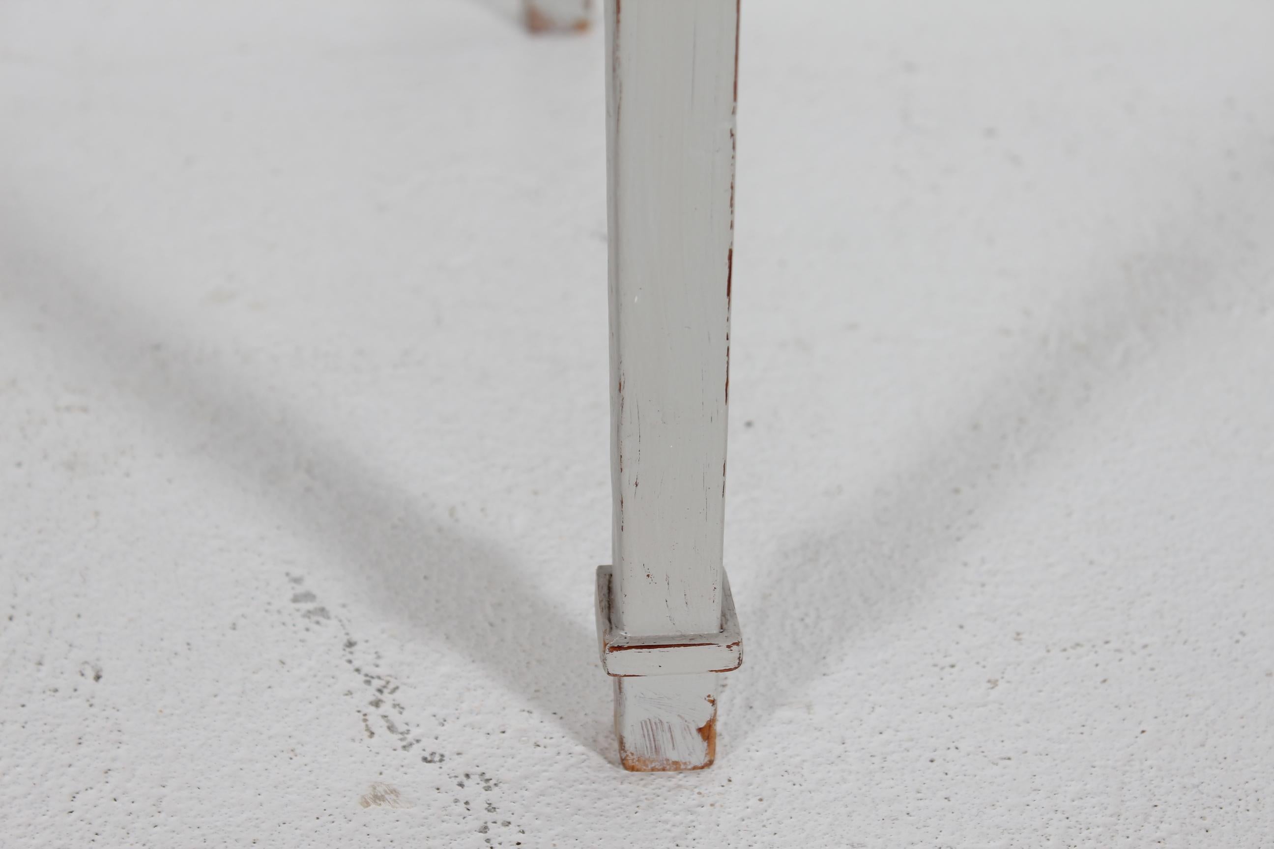 Hand-Crafted Danish Louis XVI Style Side Table with Drawer, Pine with Gray Paint circa 1900 For Sale