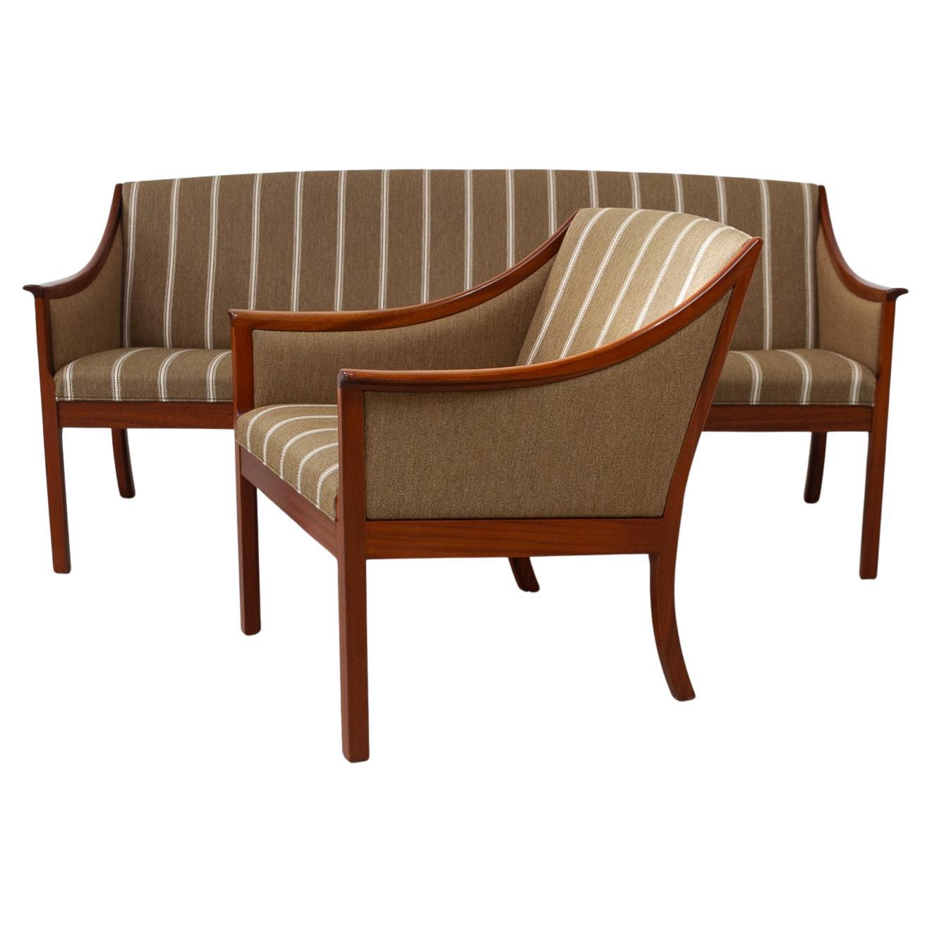 Danish Lounge Chair and 3-Seater Sofa by Ole Wanscher for PJ Møbler, 1960s. For Sale