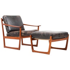 Danish Lounge Chair and Ottoman by Peter Hvidt & Orla Mølgaard-Nielsen