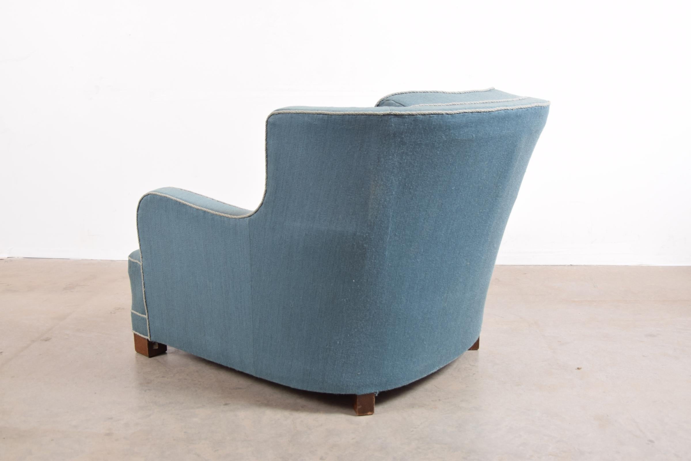 Wool Danish Lounge Chair Attributed to Fritz Hansen