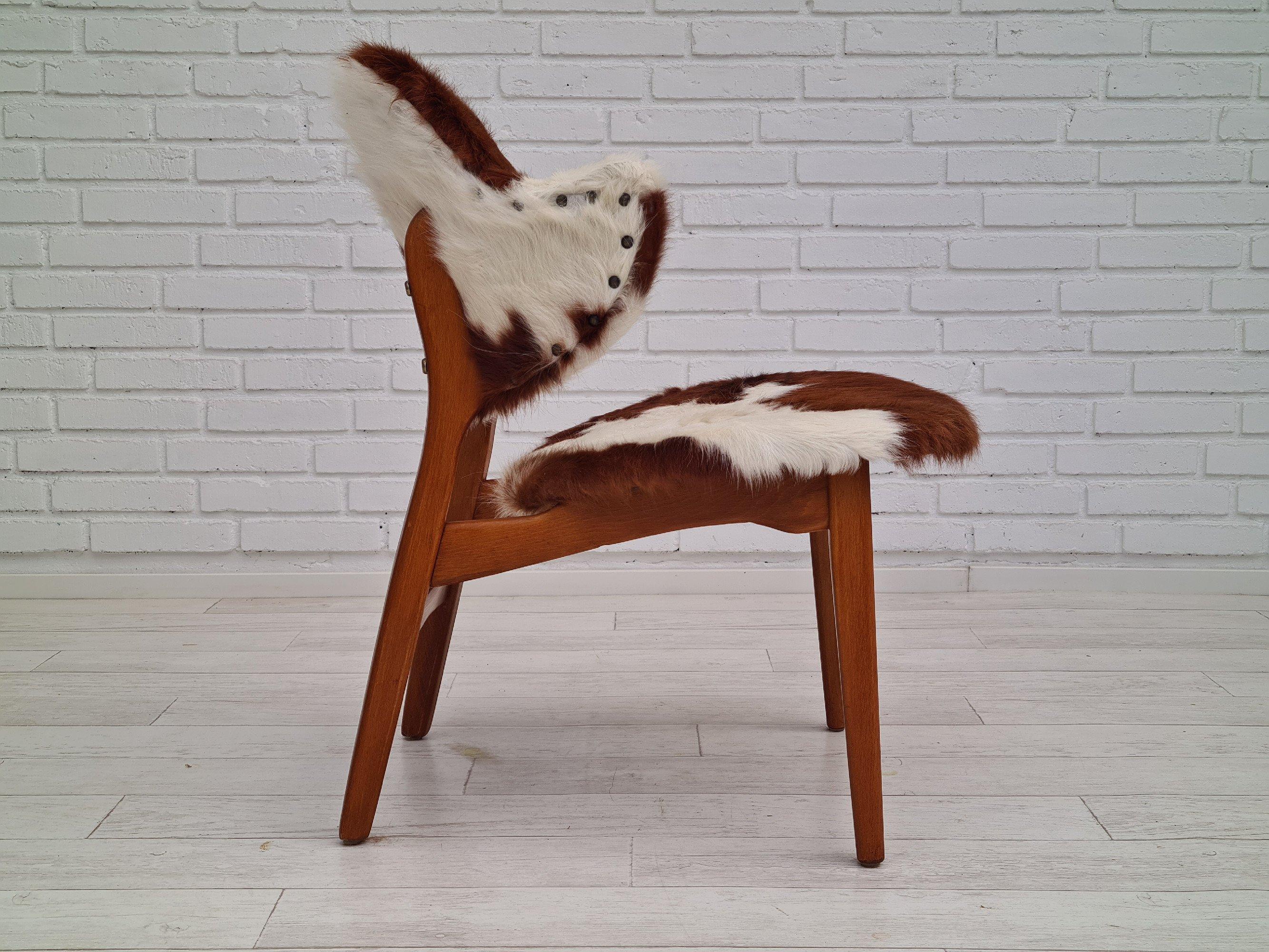 Danish Lounge Chair by Ib Kofod Larsen, 70s, Renovated, Cowhide 8