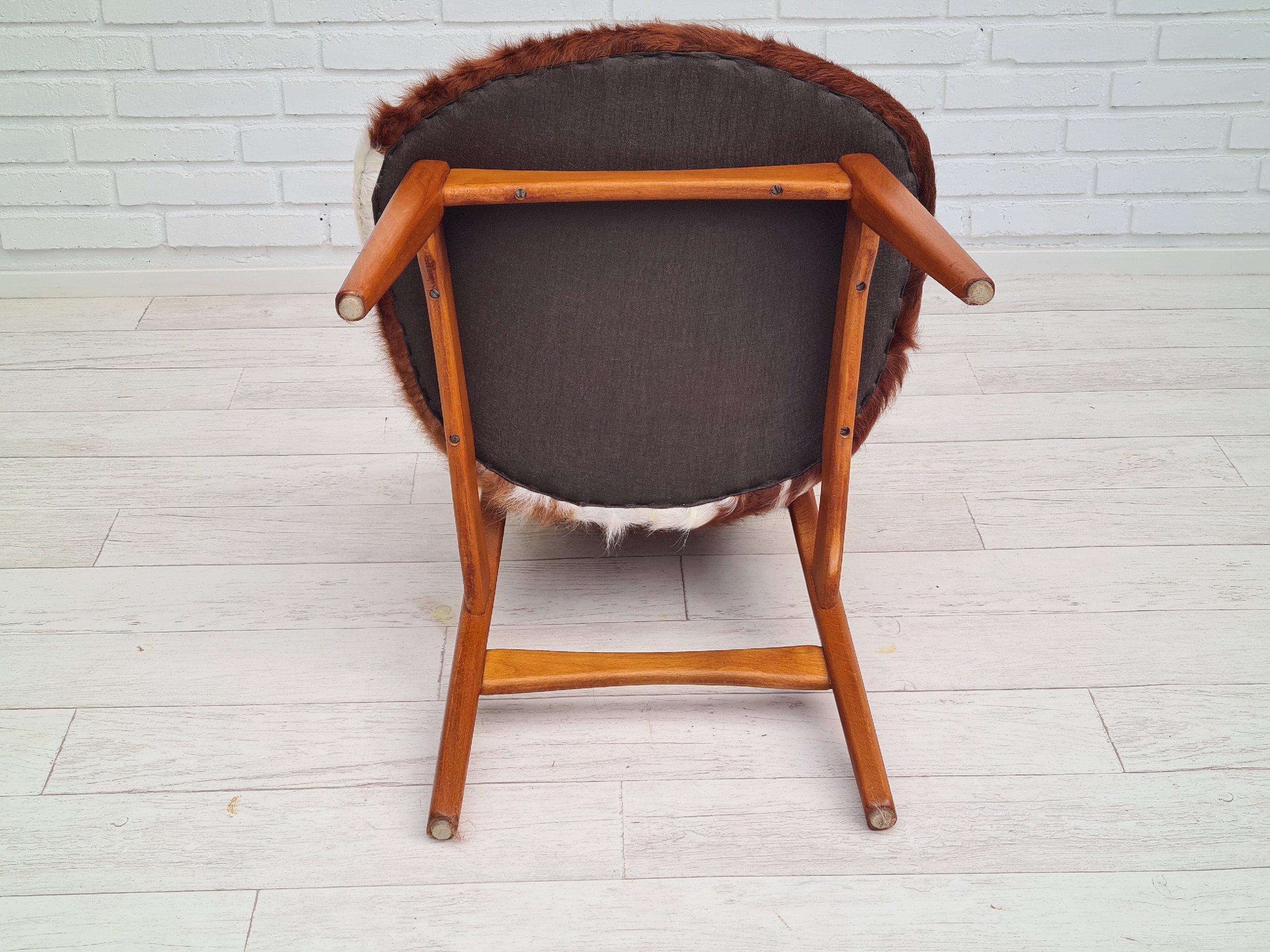 Danish Lounge Chair by Ib Kofod Larsen, 70s, Renovated, Cowhide 11