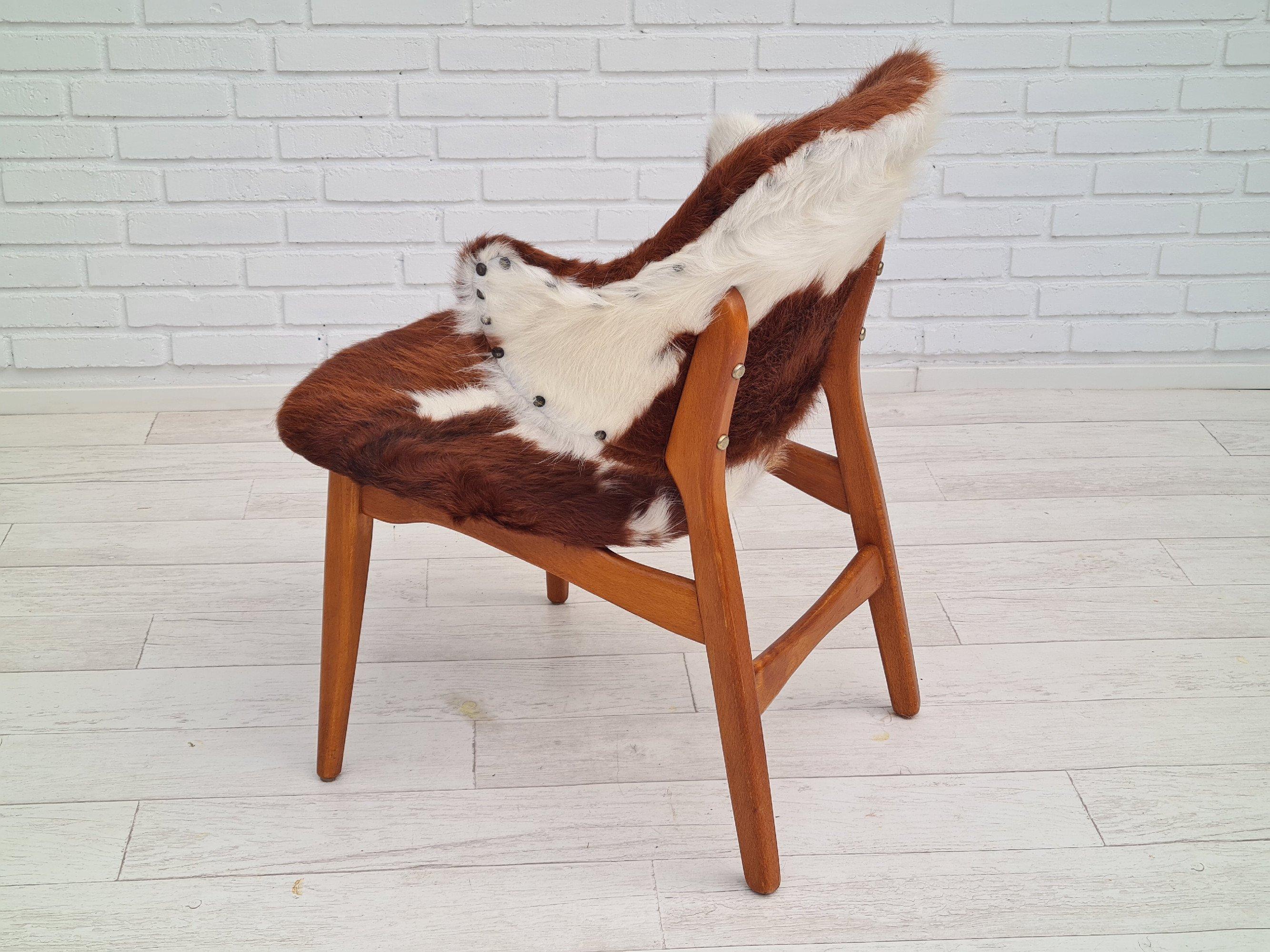 Danish Lounge Chair by Ib Kofod Larsen, 70s, Renovated, Cowhide 15