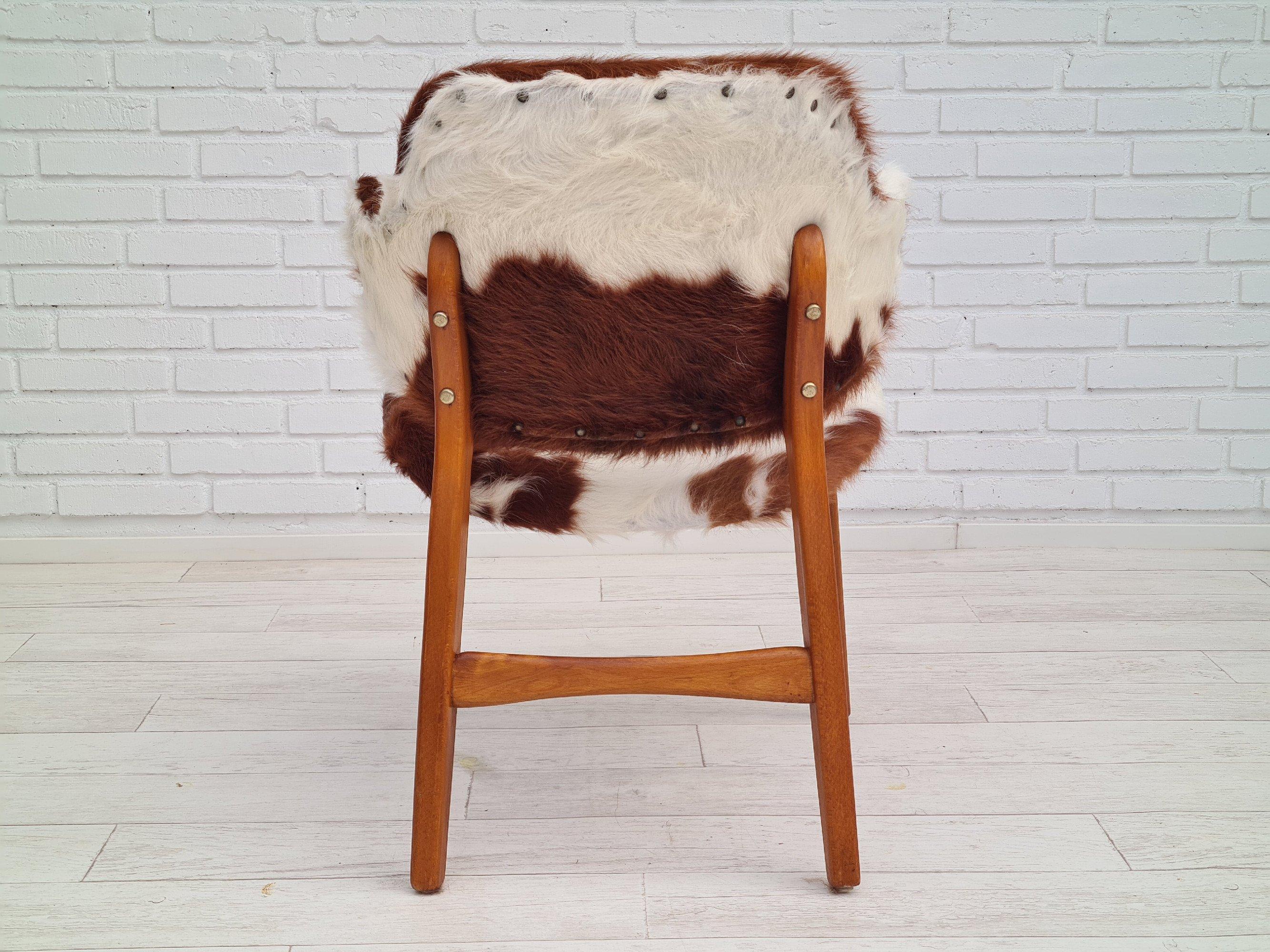 Mid-20th Century Danish Lounge Chair by Ib Kofod Larsen, 70s, Renovated, Cowhide