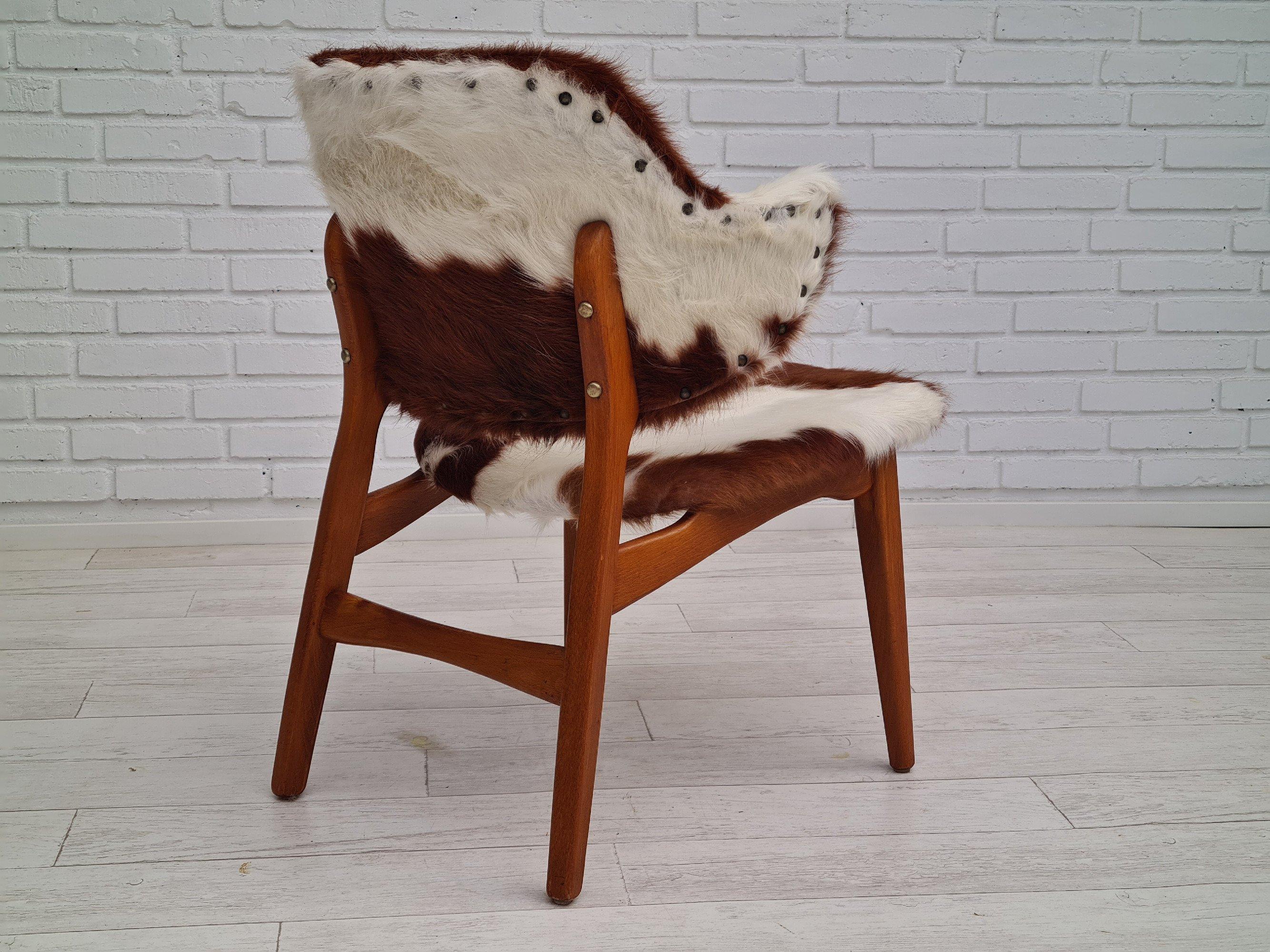Danish Lounge Chair by Ib Kofod Larsen, 70s, Renovated, Cowhide 4