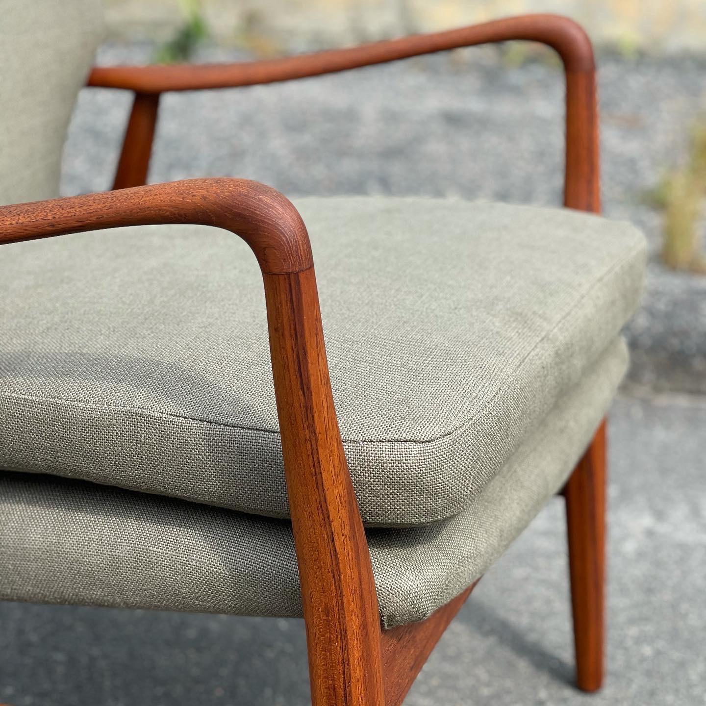 Fabric Danish Lounge Chair by Madsen and Schubell in Teak, 1950s