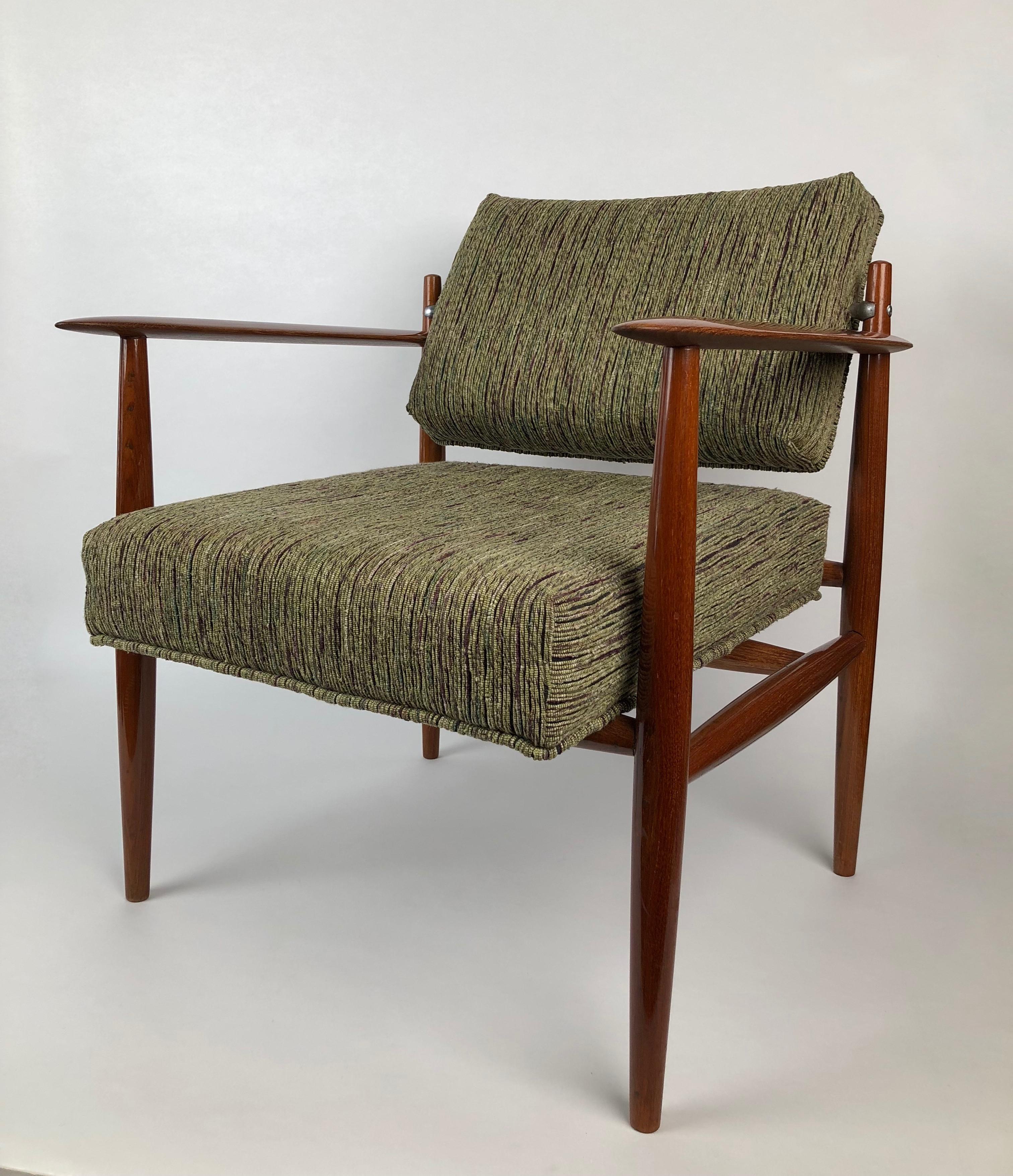 Mid-Century Modern Danish Lounge Chair from 1960s Recovered in Rubelli Fabric For Sale