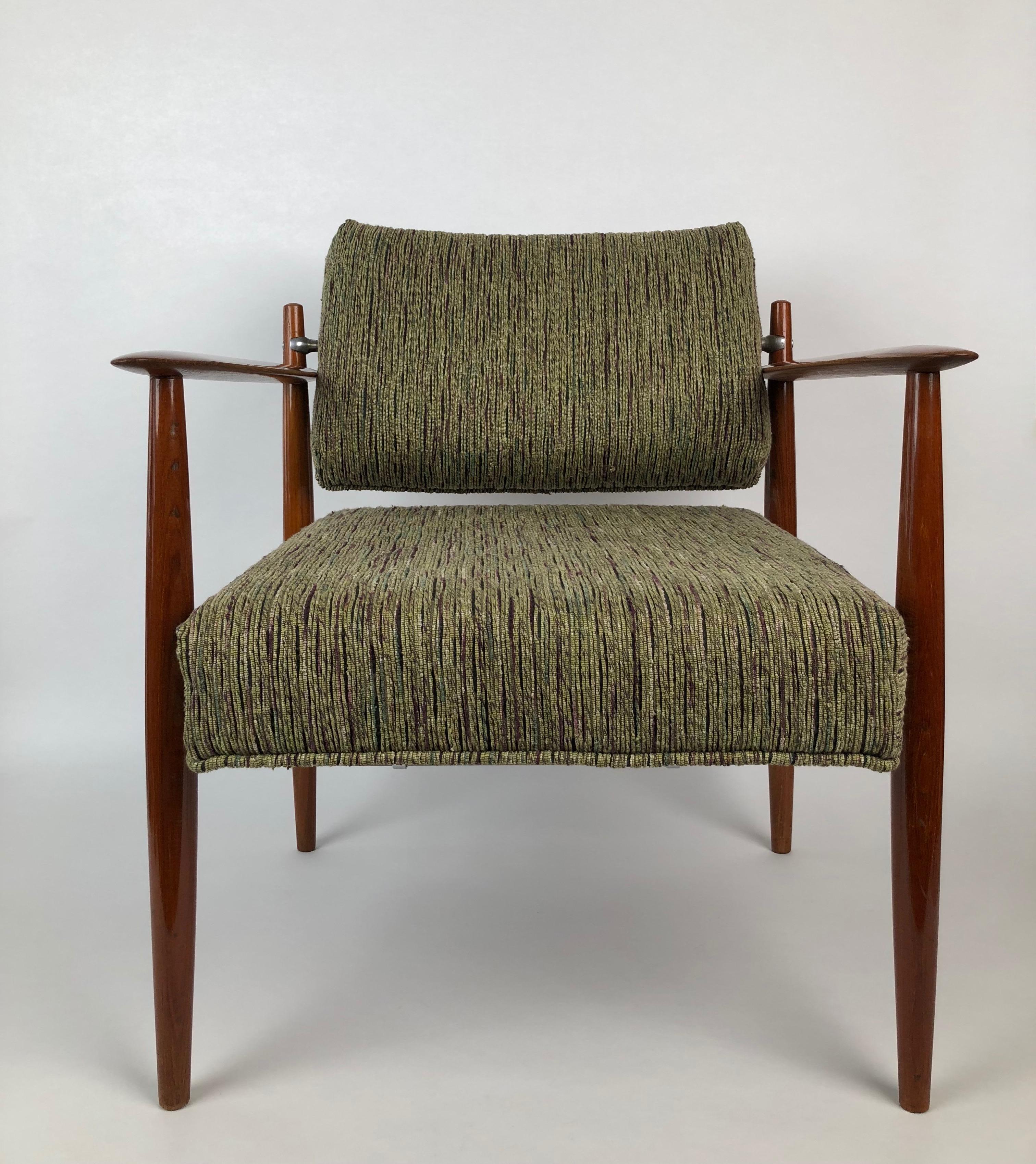 Mid-Century Modern Danish Lounge Chair from 1960s Recovered in Rubelli Fabric For Sale