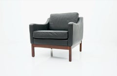 Danish Lounge Chair in Black Leather, 1970s