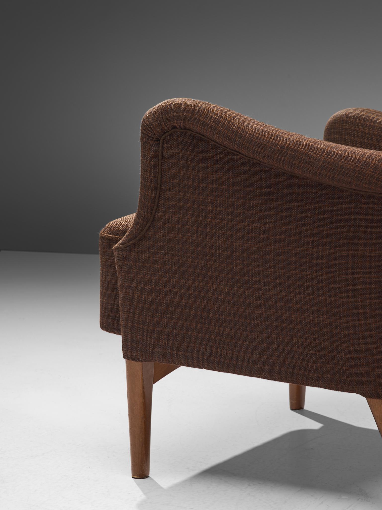 Danish Lounge Chair in Brown Fabric, 1950s 3