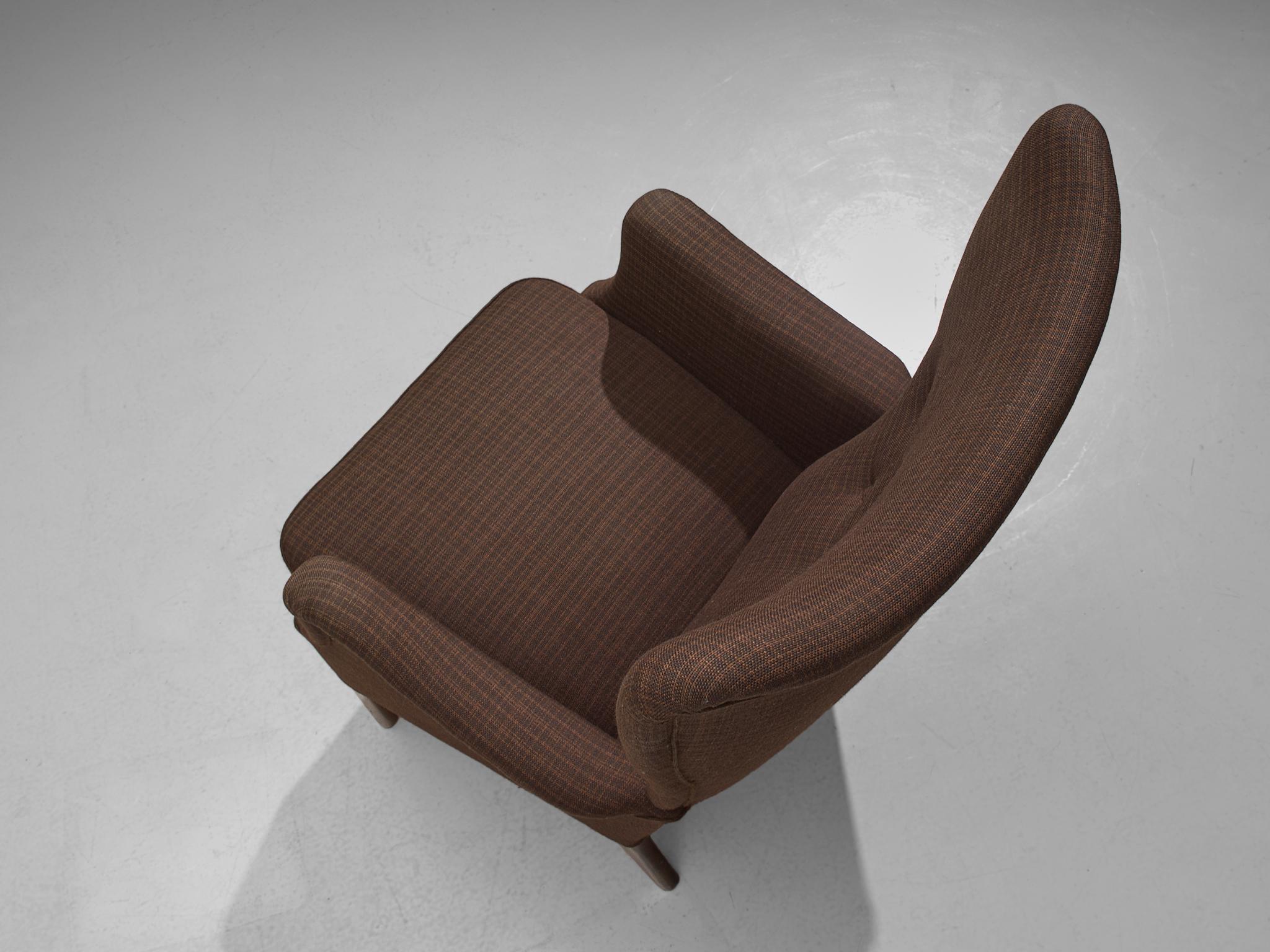 Danish Lounge Chair in Brown Fabric, 1950s 4