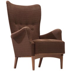 Danish Lounge Chair in Brown Fabric, 1950s