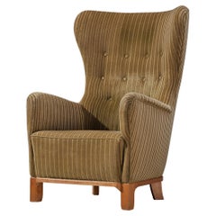 Danish Lounge Chair in Light Brown Upholstery 