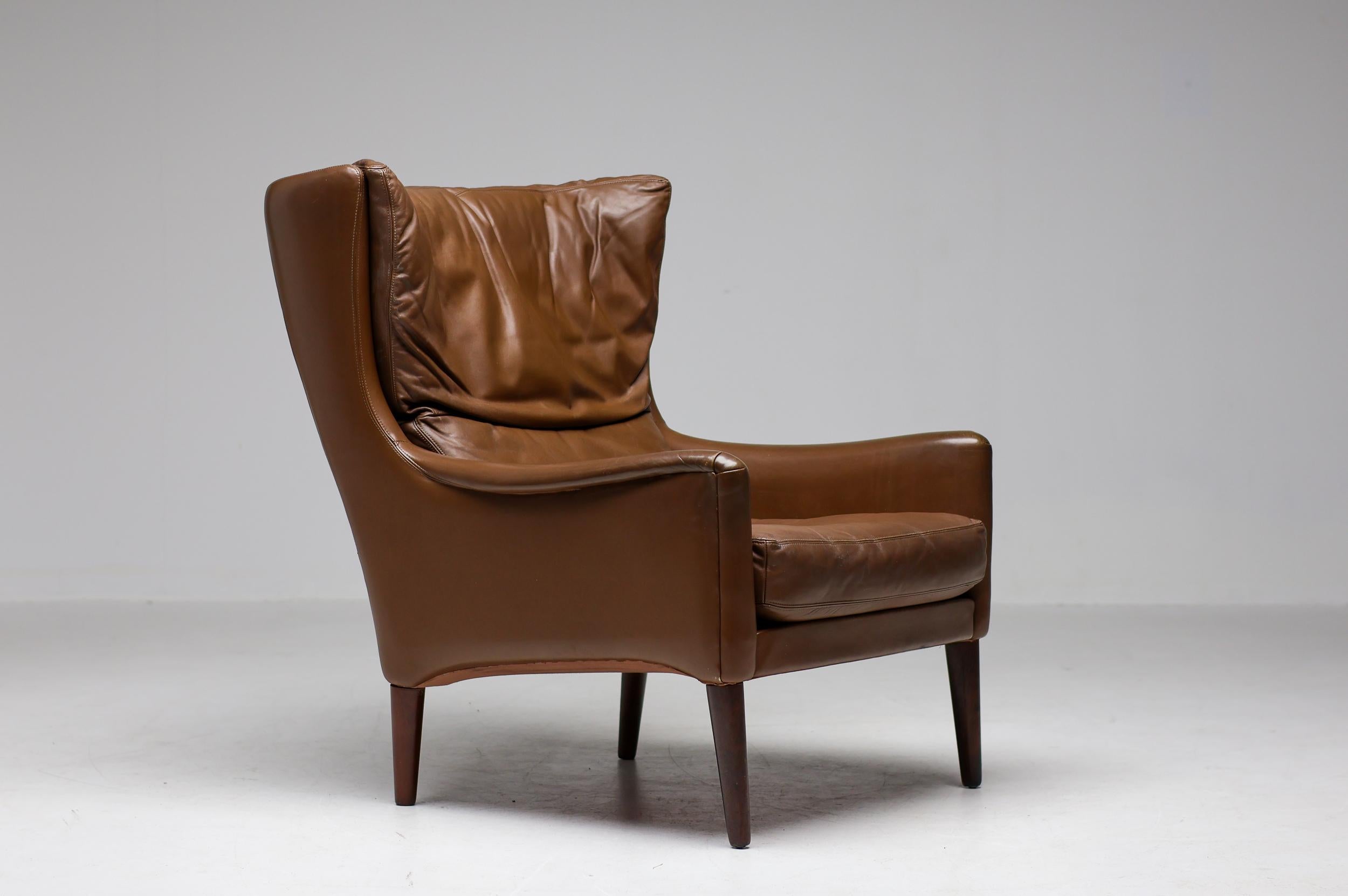 Danish Lounge Chair in Natural Leather 4