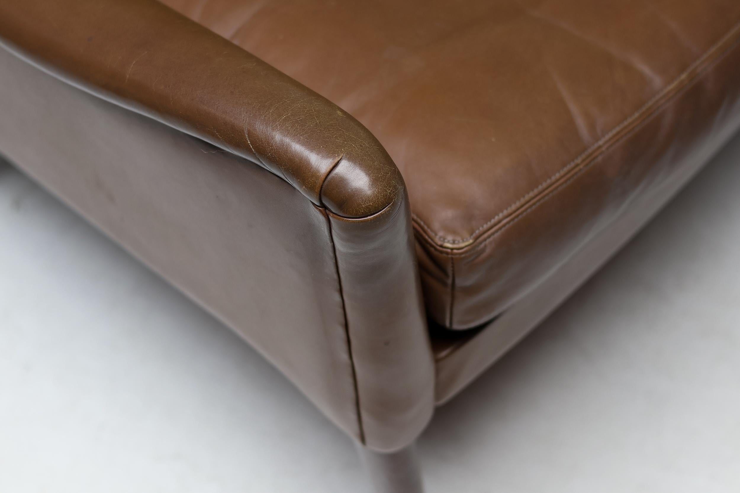 Danish Lounge Chair in Natural Leather In Good Condition In Dronten, NL