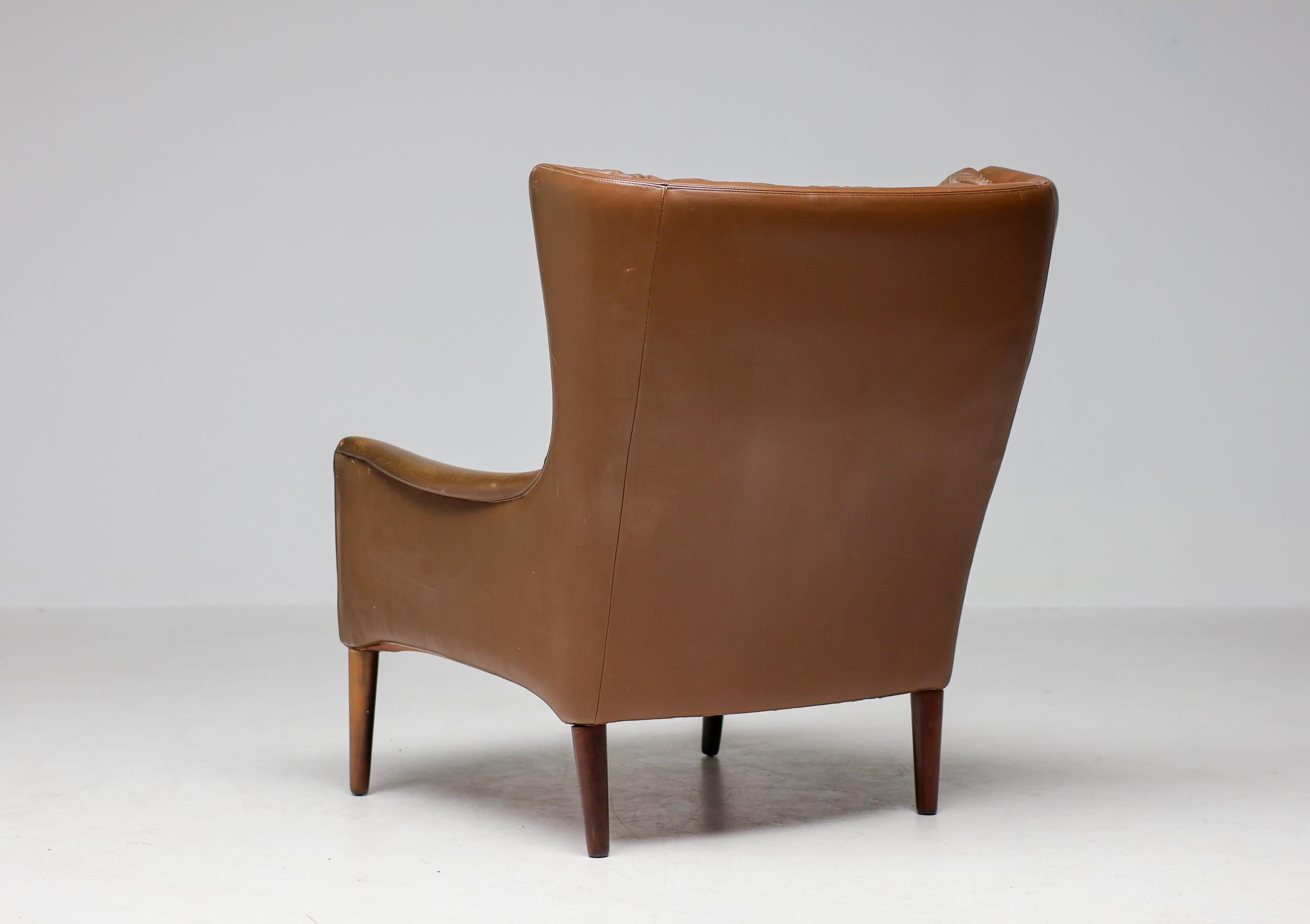 20th Century Danish Lounge Chair in Natural Leather